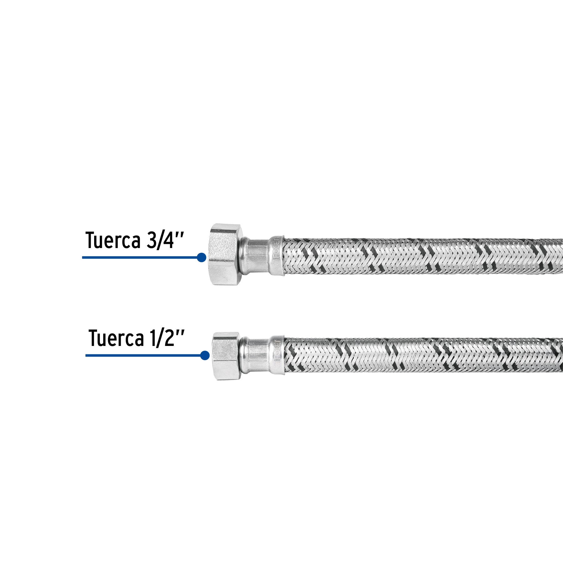 Manguera para boiler, acero inox, 1/2'x3/4', 150 cm, Foset