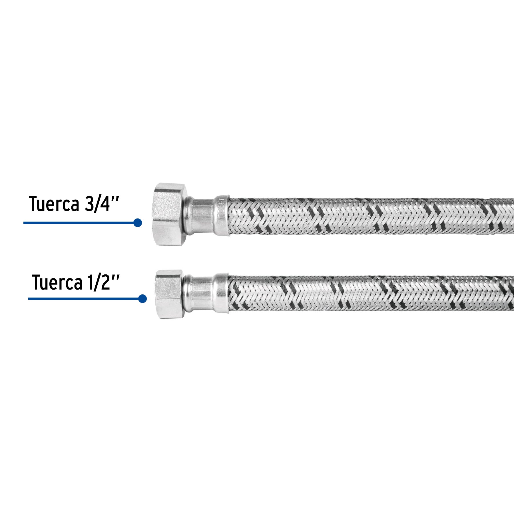 Manguera hule,1/2x3/4", 40cm, acero, usos generales
