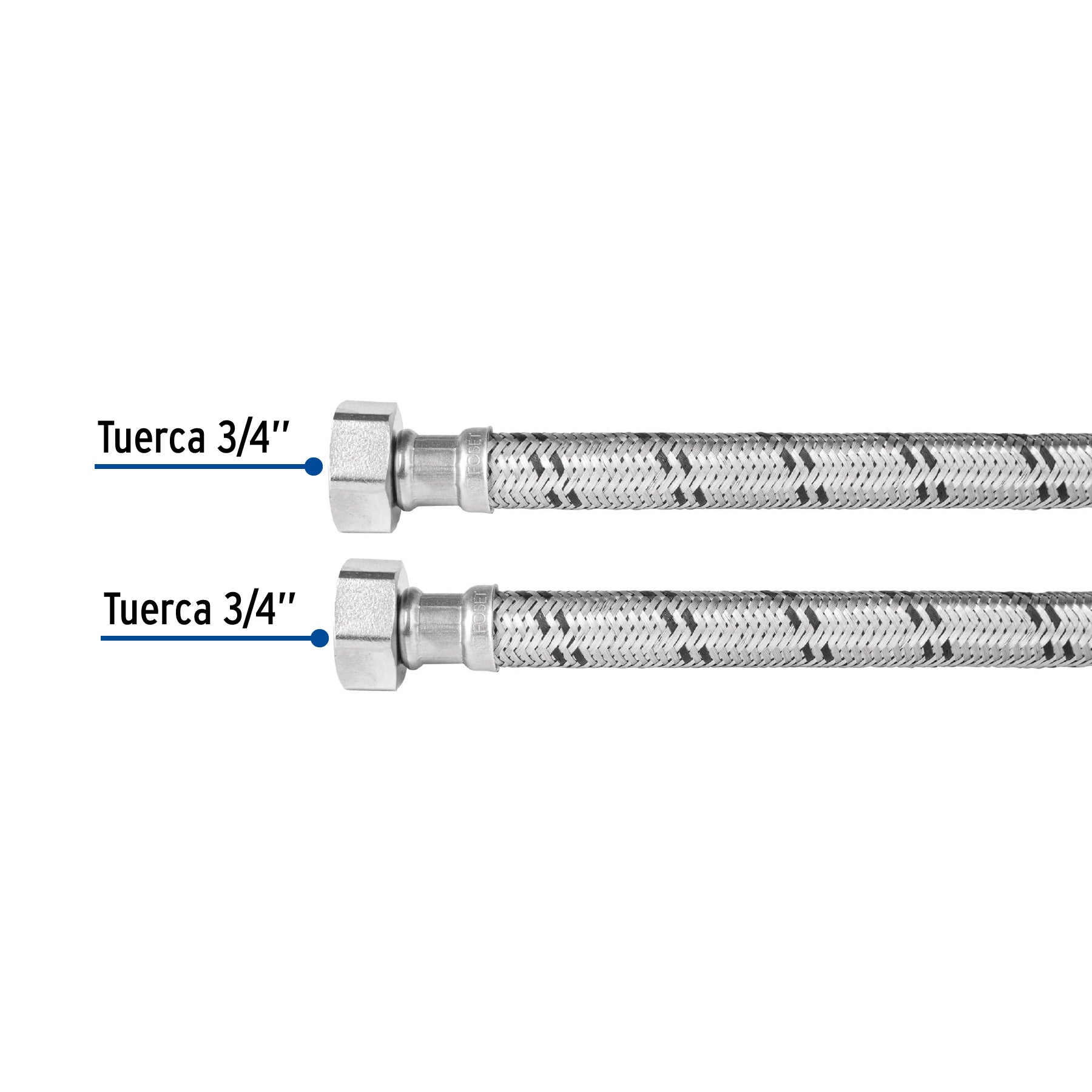Manguera de hule, 3/4x3/4", 60cm, acero, usos generales