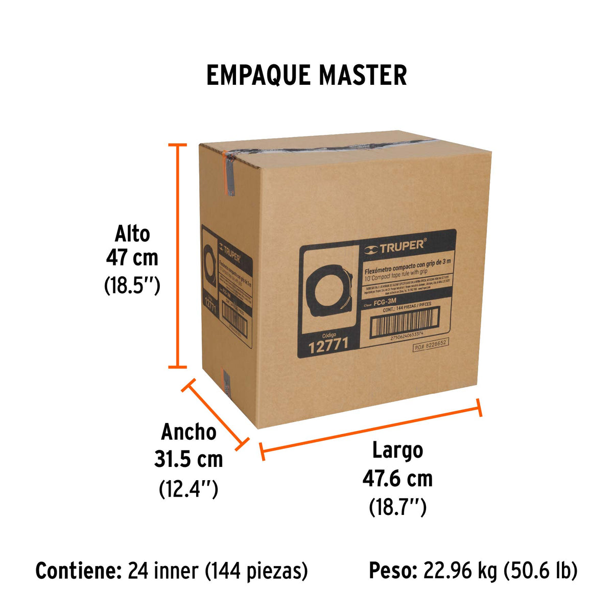Flexómetro compacto con grip, 3 m, cinta 16 mm