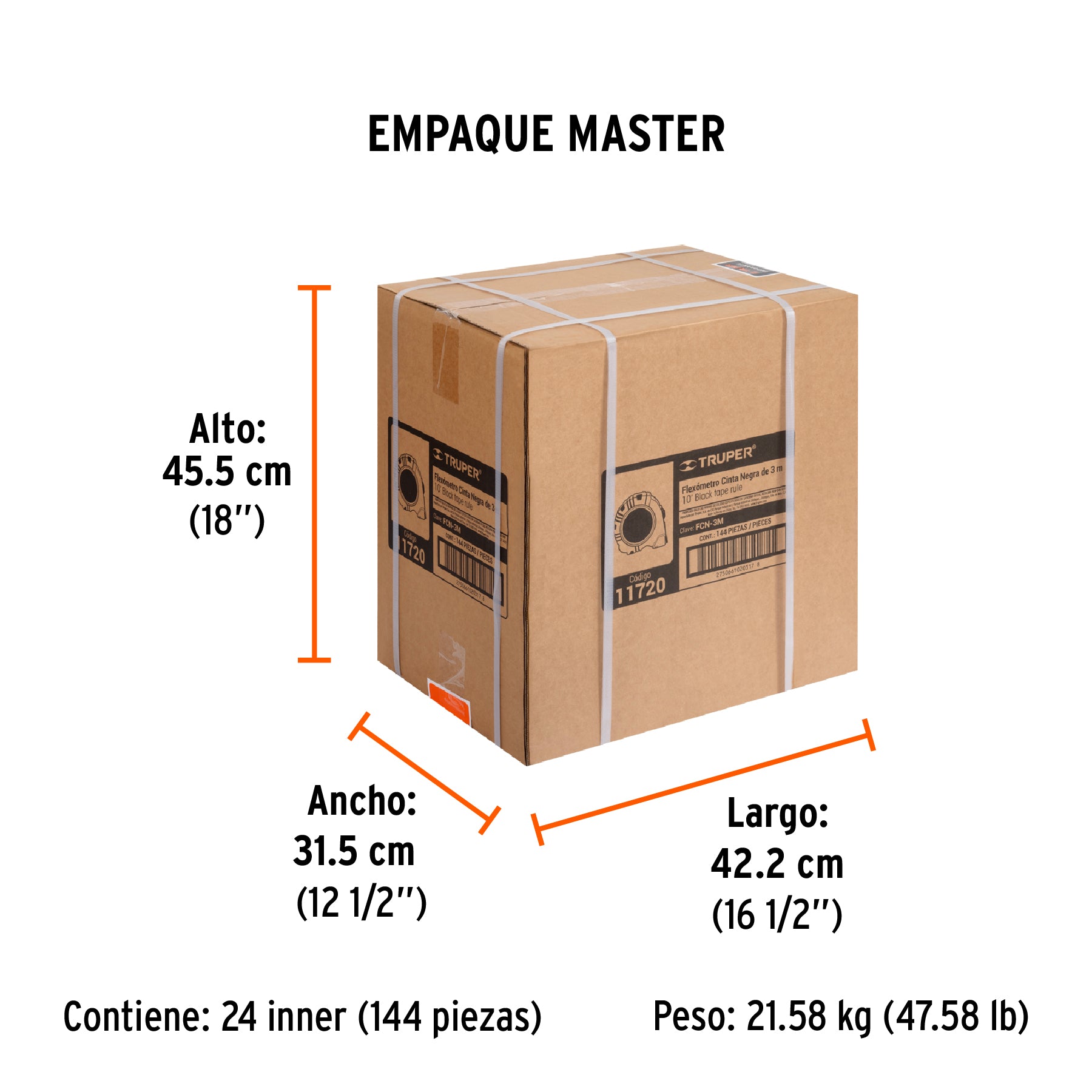 Flexómetro contra impactos 3 m, Cinta Negra 13 mm, Truper
