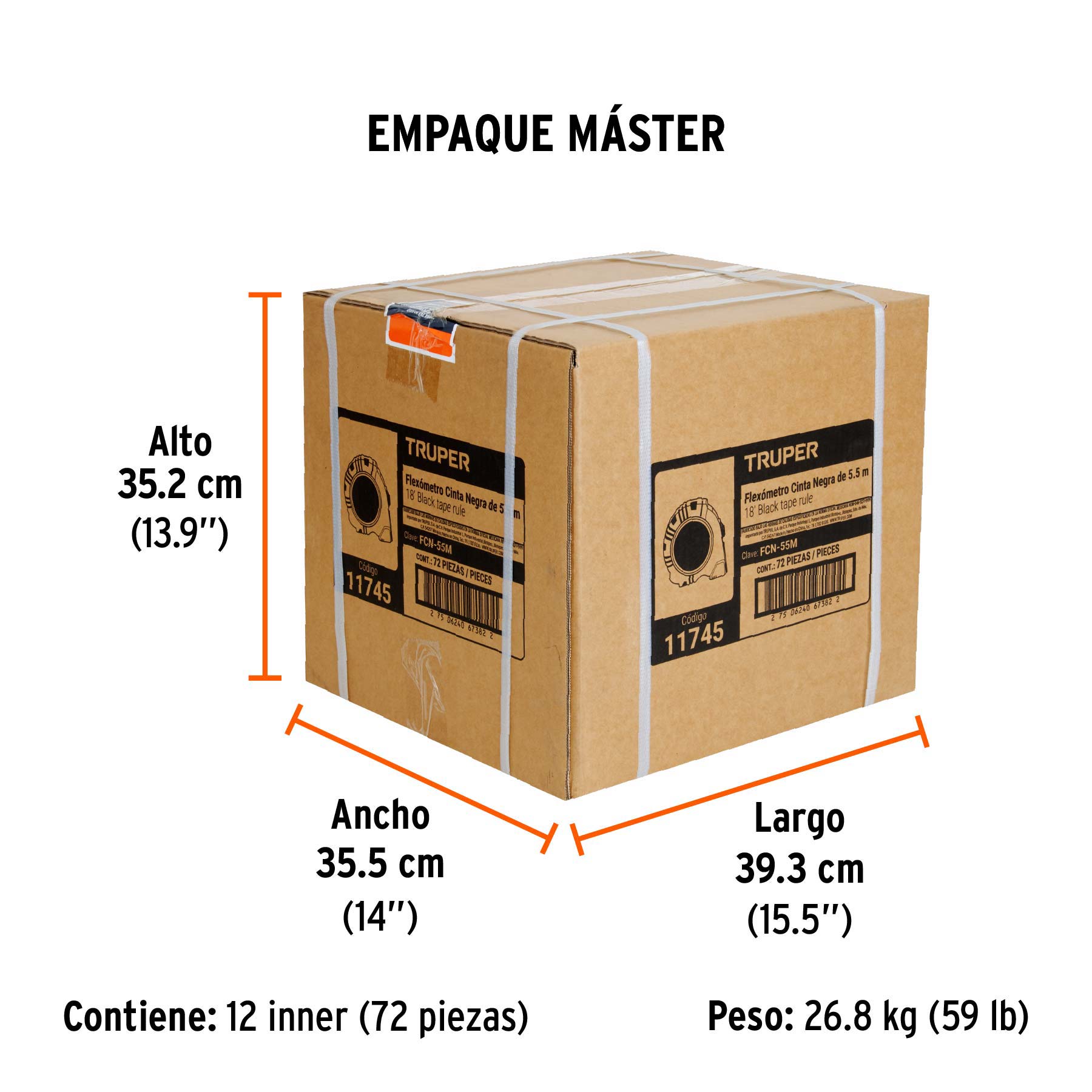 Flexómetro Cinta Negra, 5.5 m, cinta 27 mm