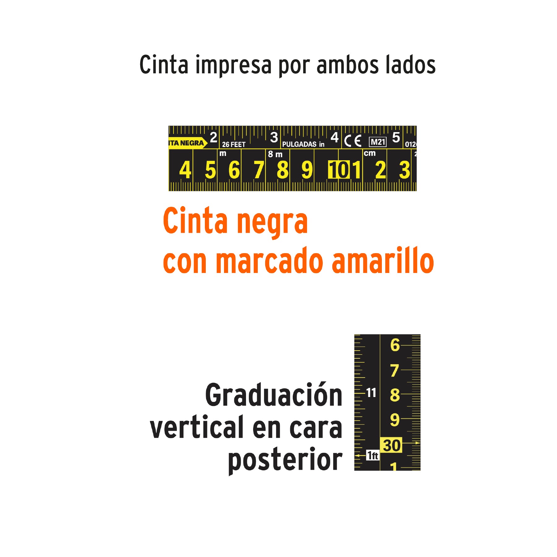 Flexómetro Cinta Negra, 5.5 m, cinta 27 mm