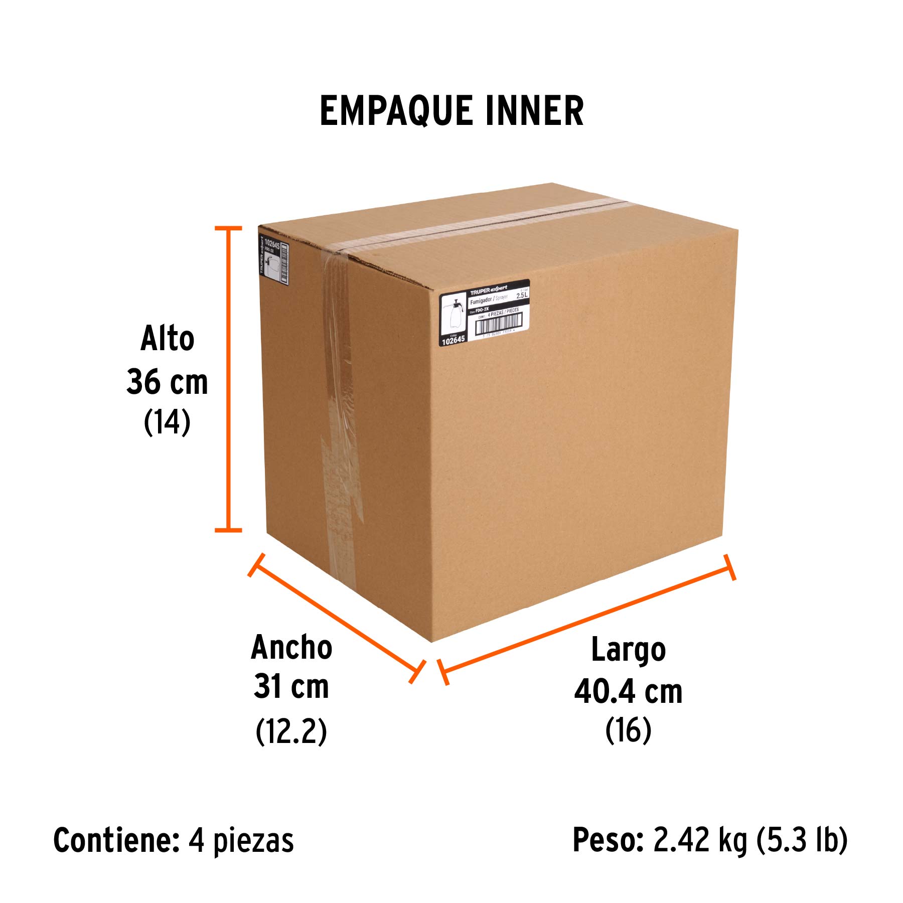 Fumigador doméstico de 2 litros, mango ergonómico, Expert