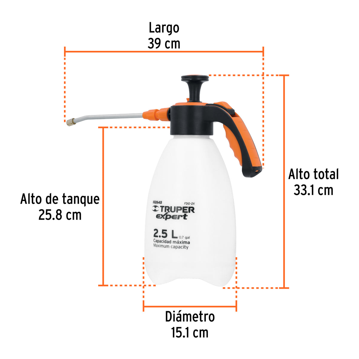 Fumigador doméstico de 2 litros, mango ergonómico, Expert