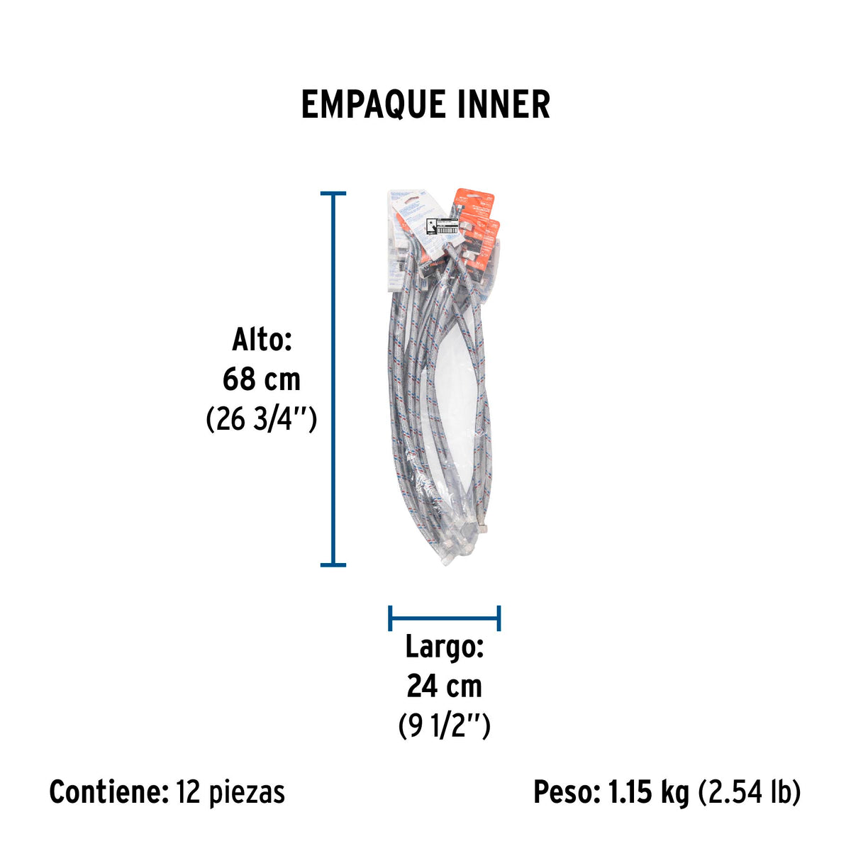 Manguera flexible para fregadero, 55cm,aluminio, Foset Basic