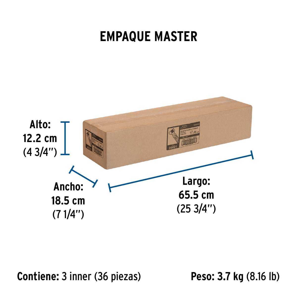Manguera flexible para fregadero, 55cm,aluminio, Foset Basic