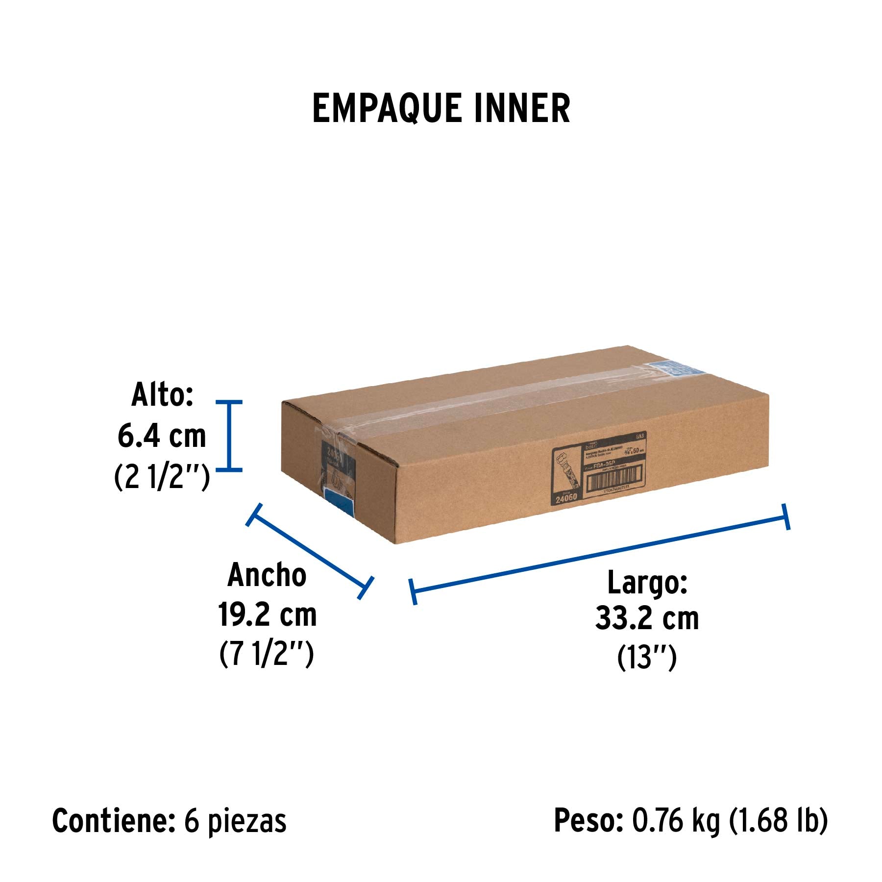 Manguera para gas, aluminio, 3/8" X 60 cm, Foset Basic