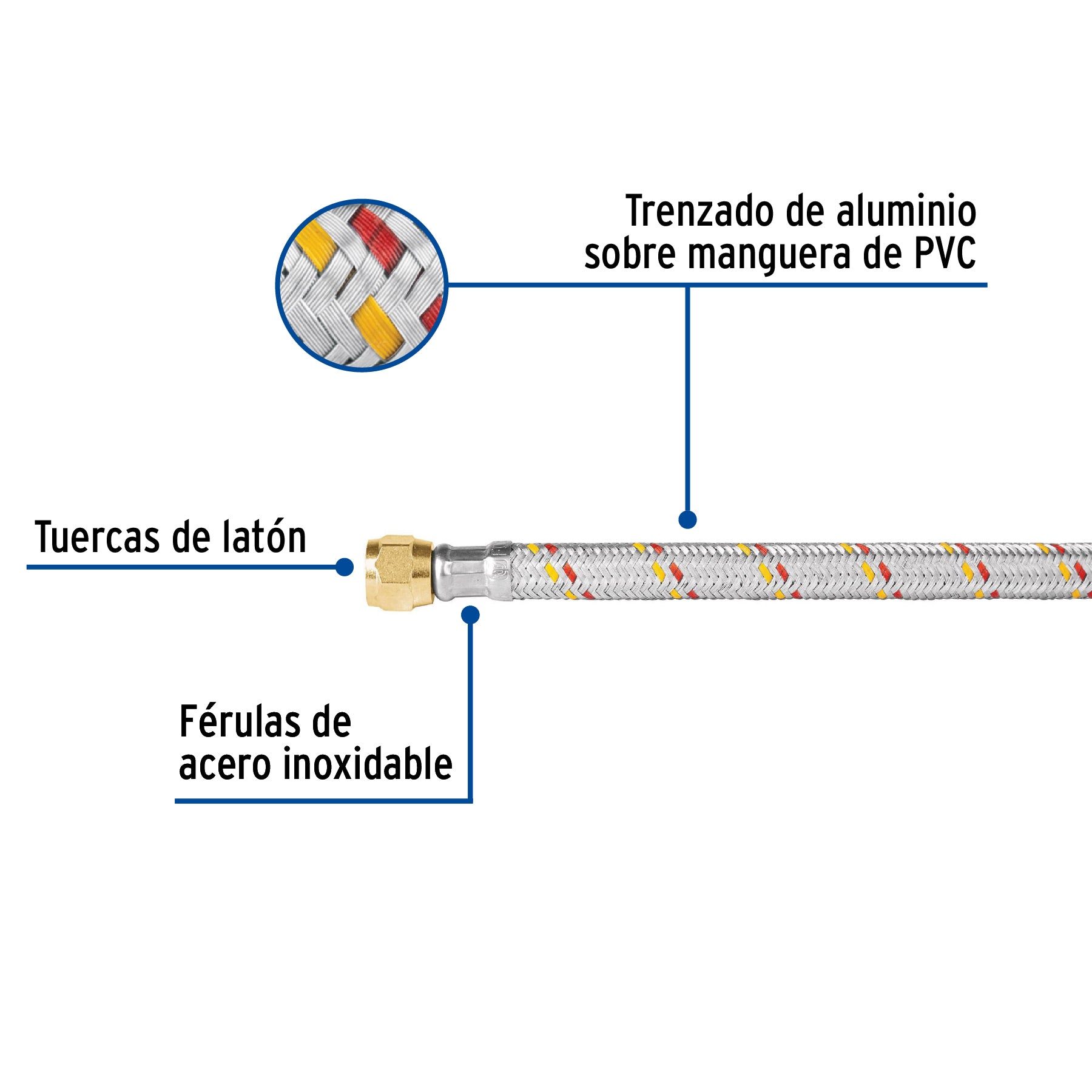Manguera para gas, aluminio, 5/16" X 250 cm, Foset basic