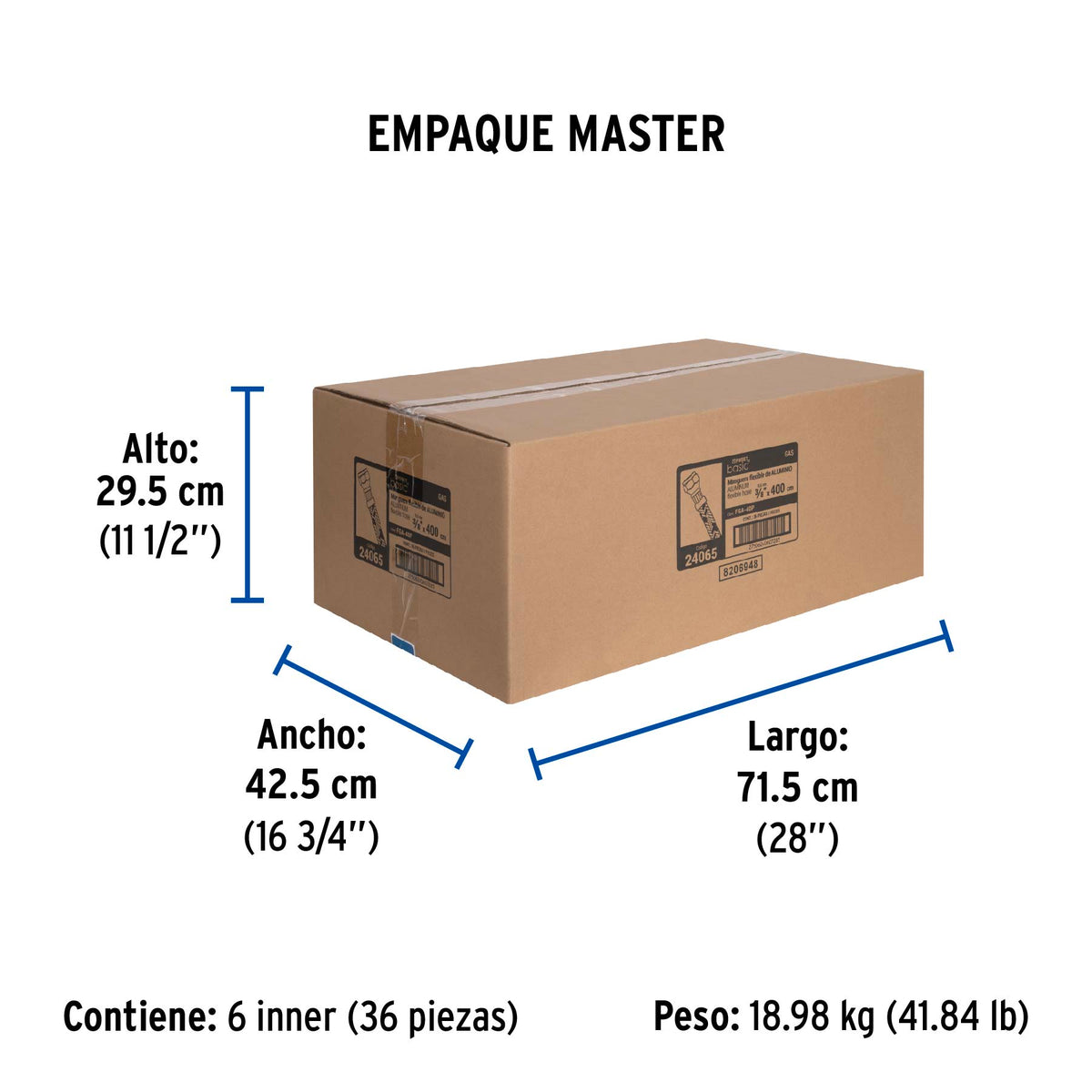 Manguera para gas, aluminio, 3/8" X 400 cm, Foset Basic
