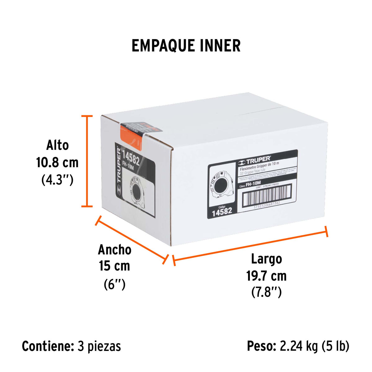 Flexómetro Gripper, contra impacto, 10 m, cinta 32 mm