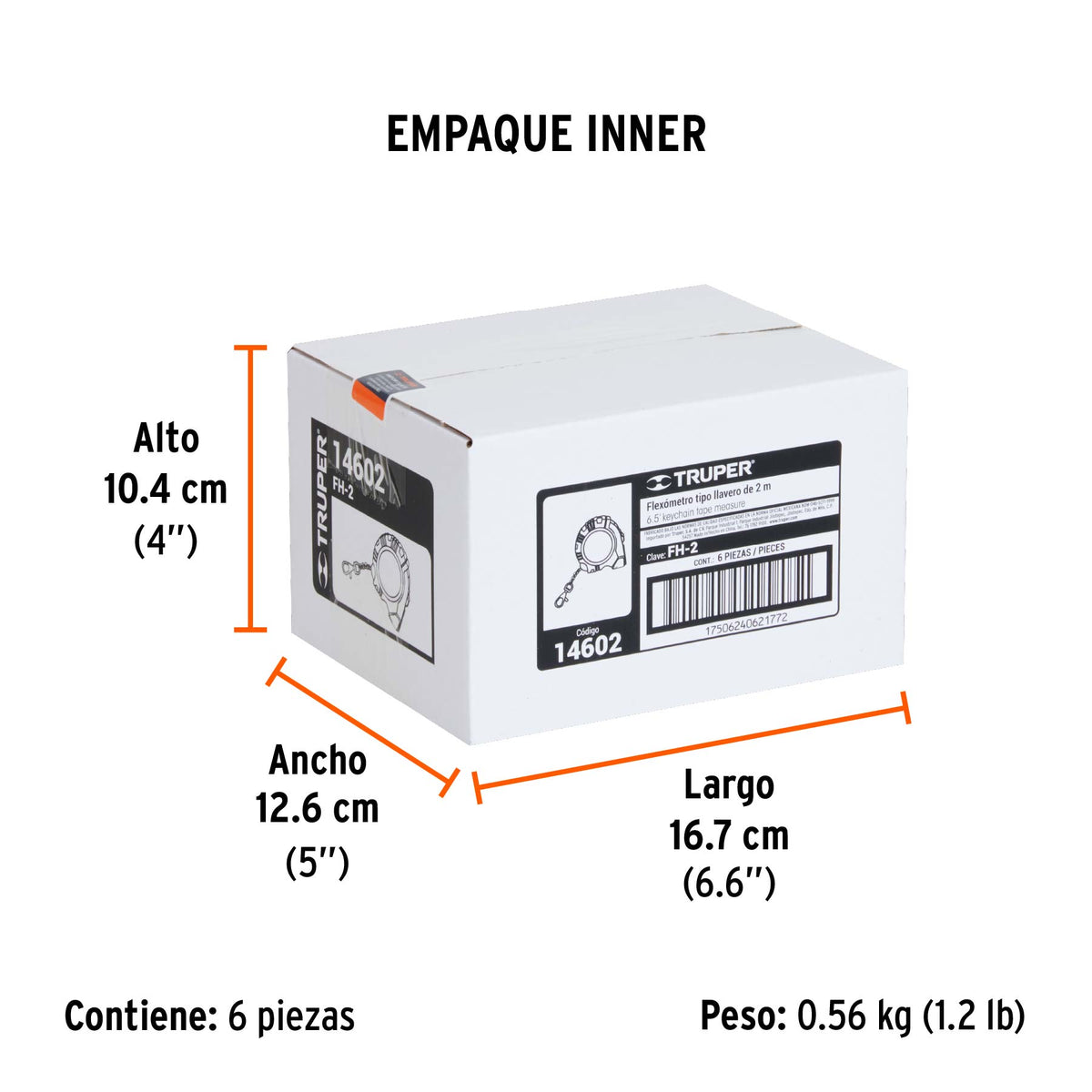 Flexómetro tipo llavero, 2 m