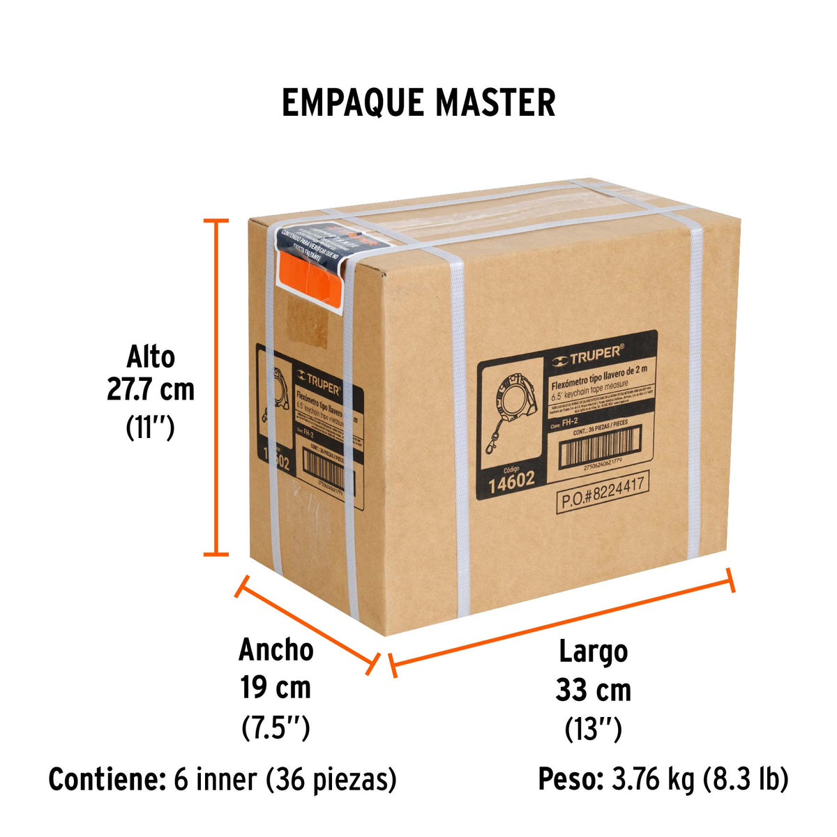 Flexómetro tipo llavero, 2 m