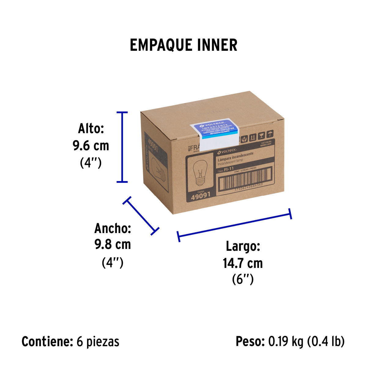 Lámpara incandescente S14 de 11 W, 2200 K, E26/E27