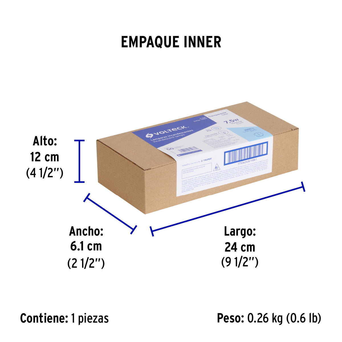Focos incandescentes transparentes,base E12,7.5watts, 50pzas