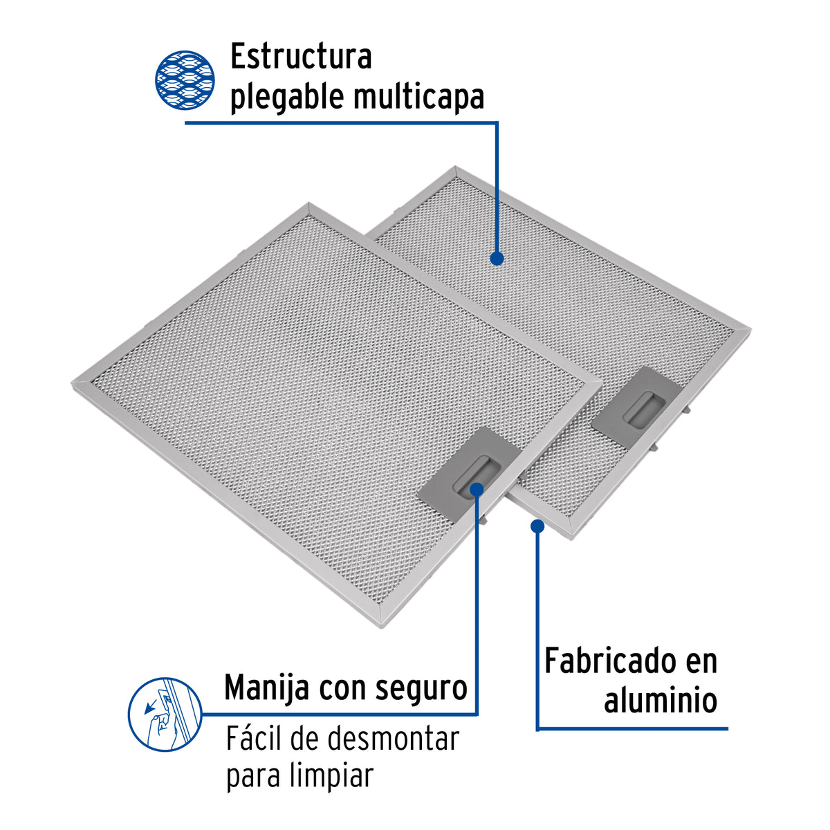 Juego de 2 filtros de aluminio para campana CAME-60