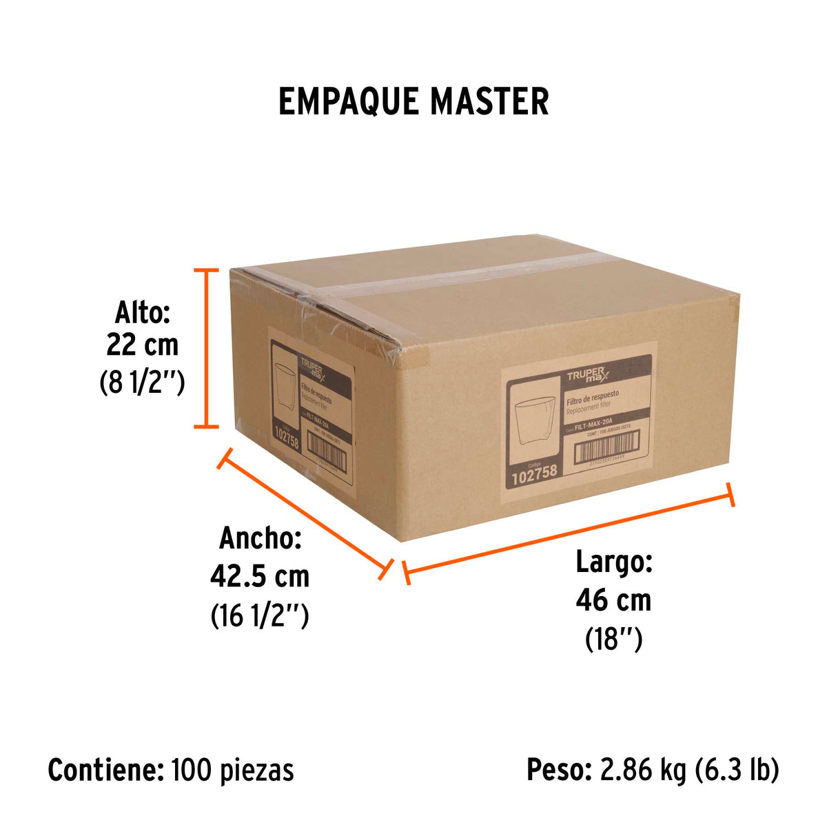 Filtro de tela para aspiradora MAX-20A, Truper Max