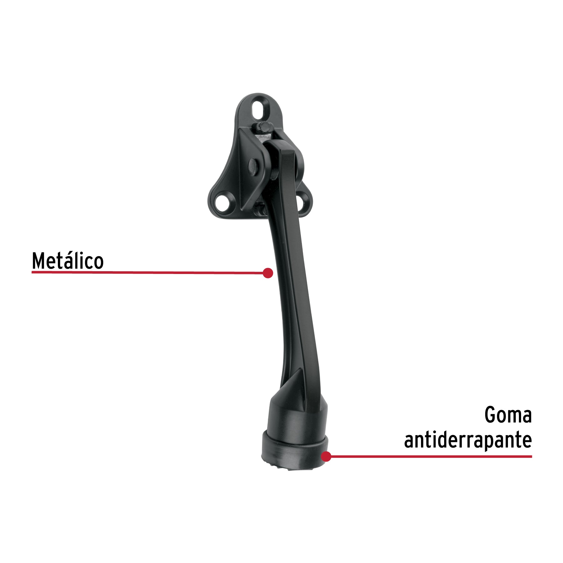 Fijapuerta metálico, acabado negro, Hermex