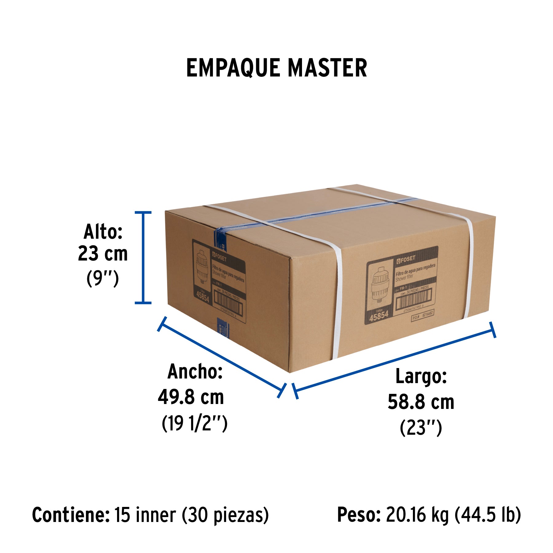 Filtro de agua para regadera con Cartucho, FOSET