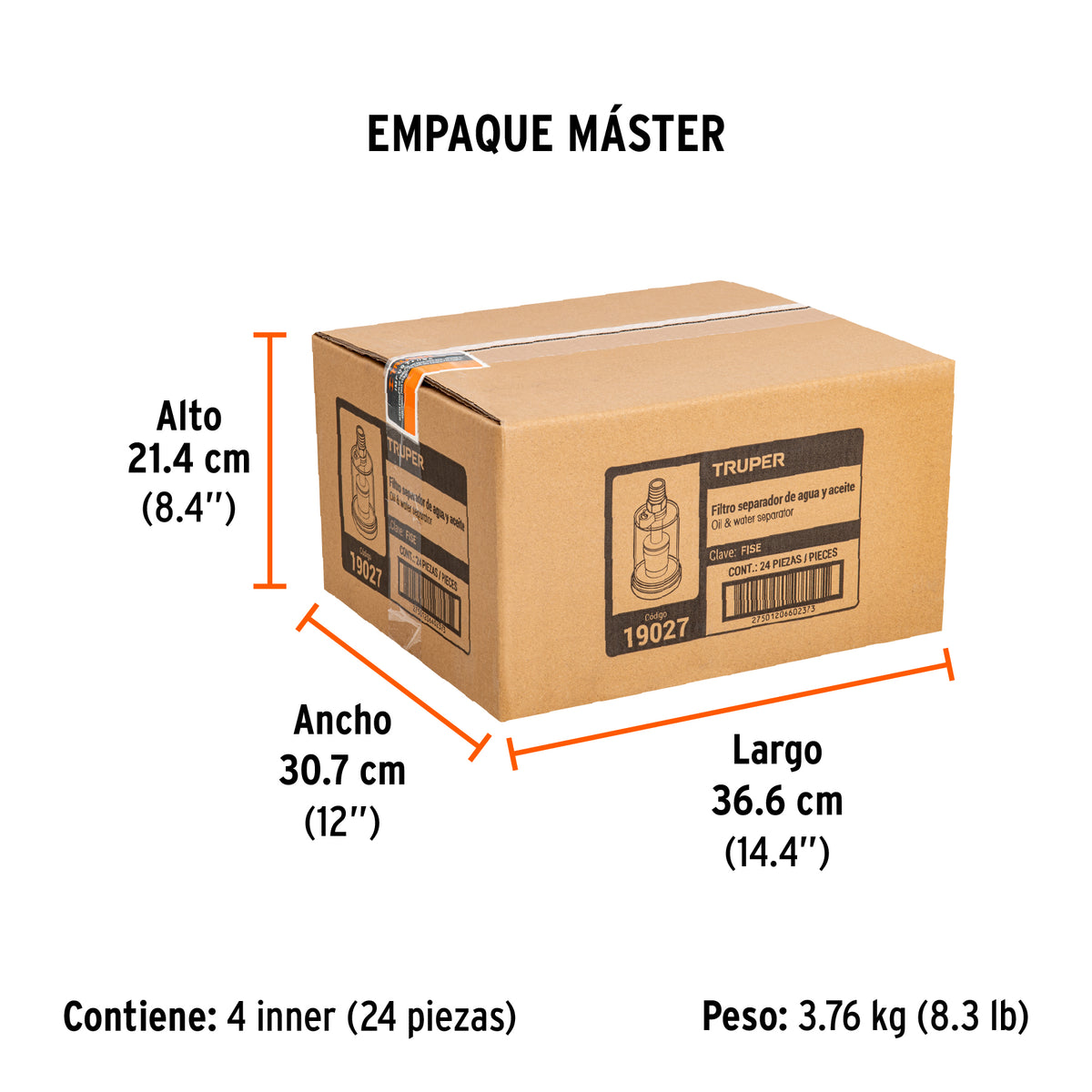 Filtro separador para aire, cuerpo aluminio-policarbonato
