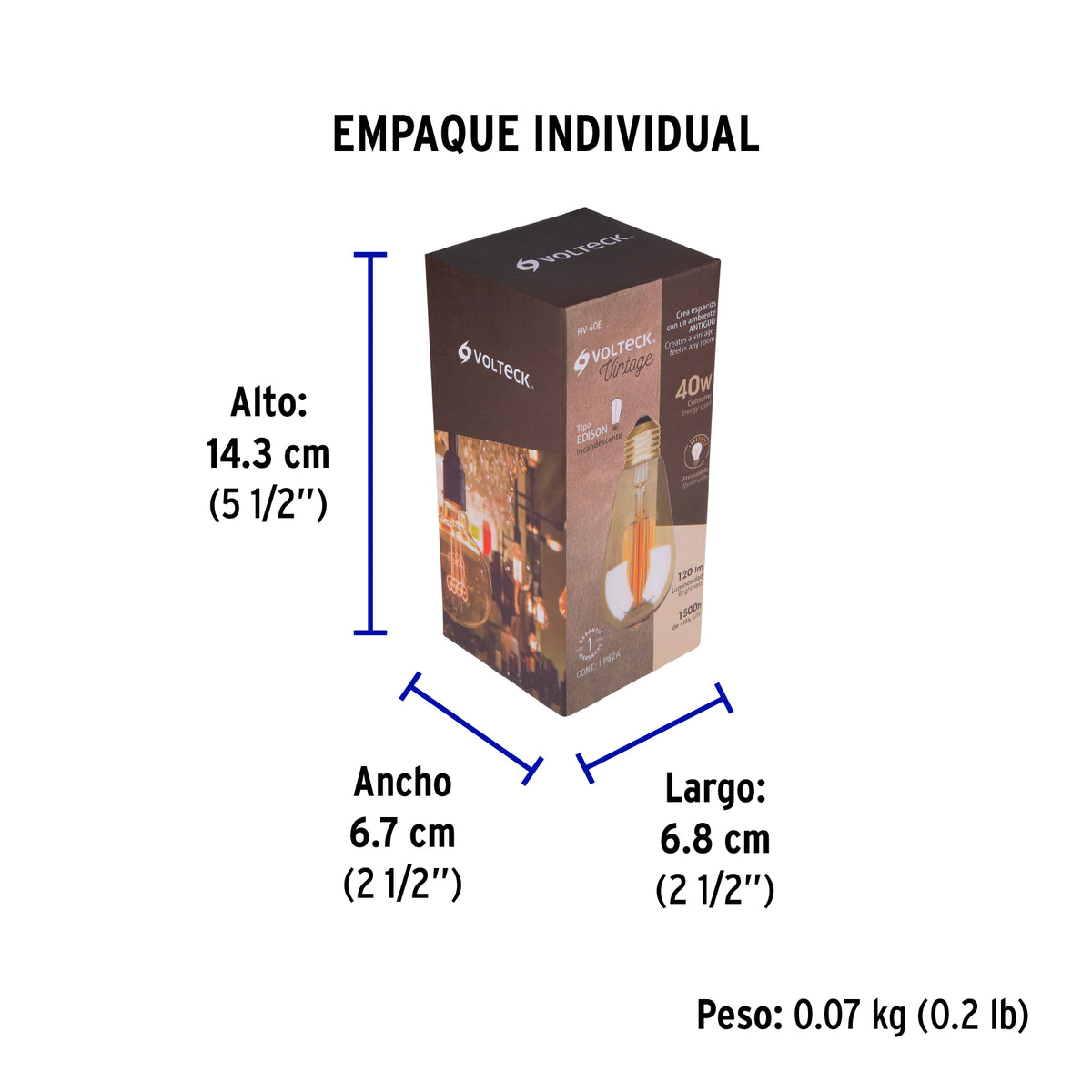 Lámpara incandescente vintage, 40W, Edison