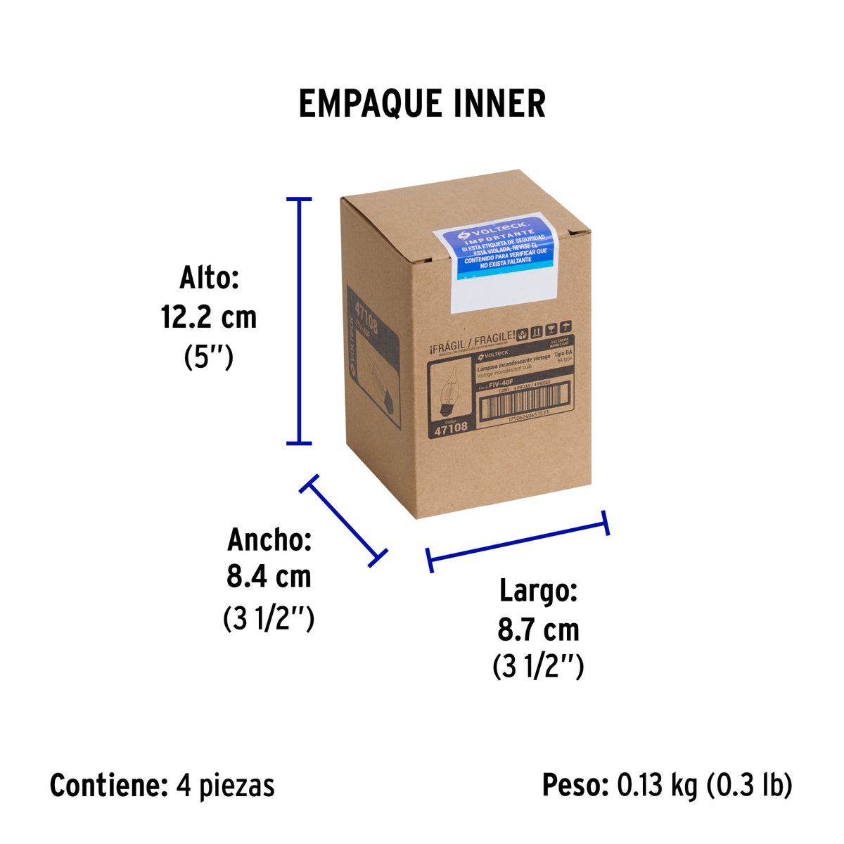 Lámpara incandescente vintage, 40W, flama