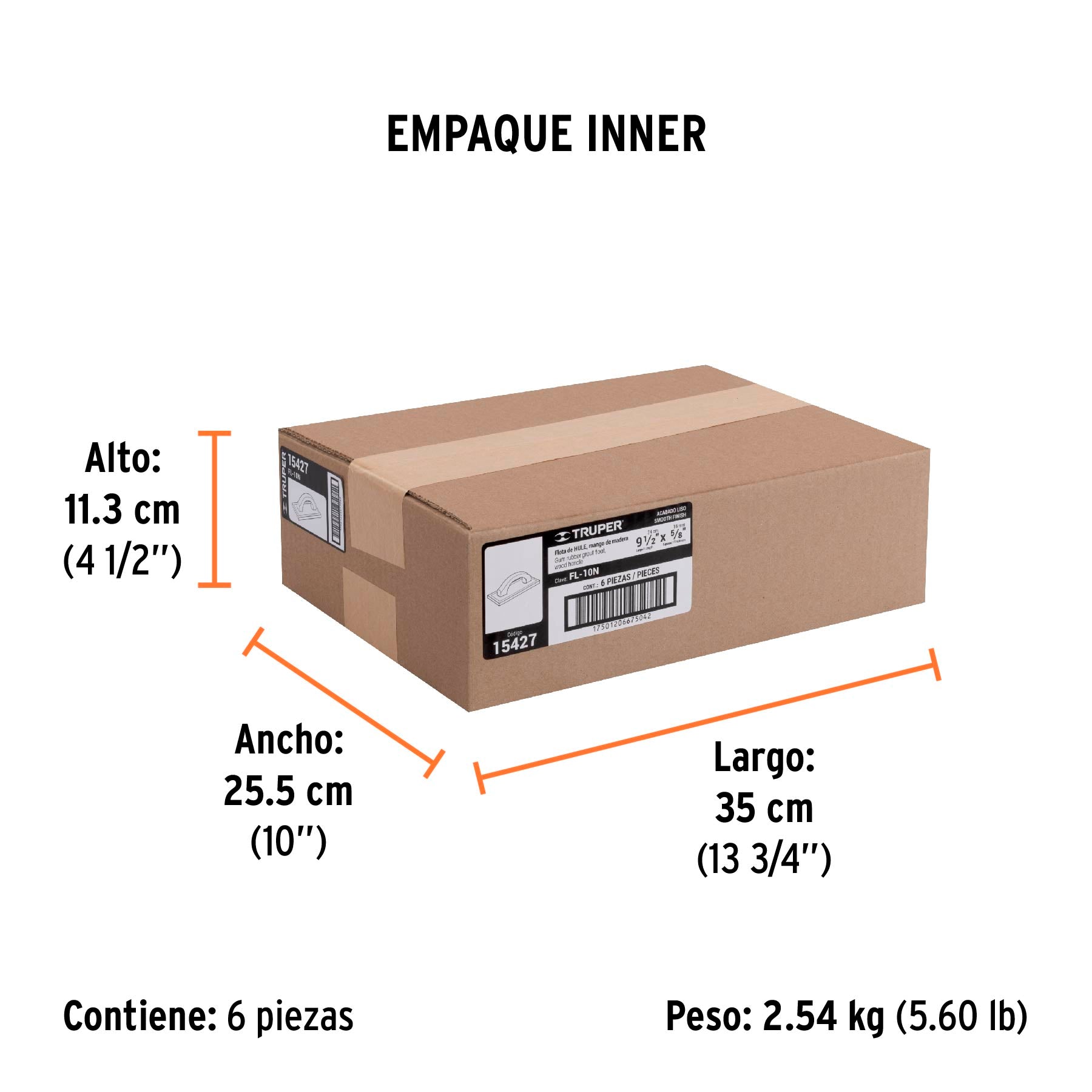 Flota de hule, 9-1/2", espesor 5/8", acabado fino