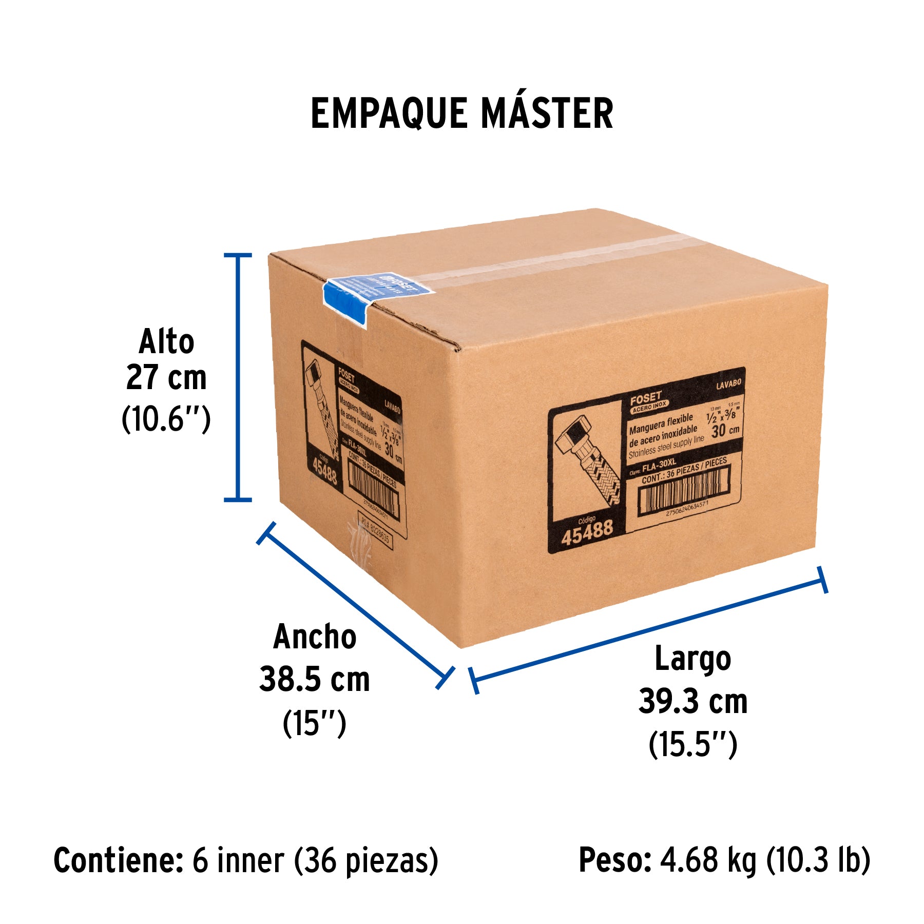 Manguera de hule, 30 cm, acero, Latam , usos generales