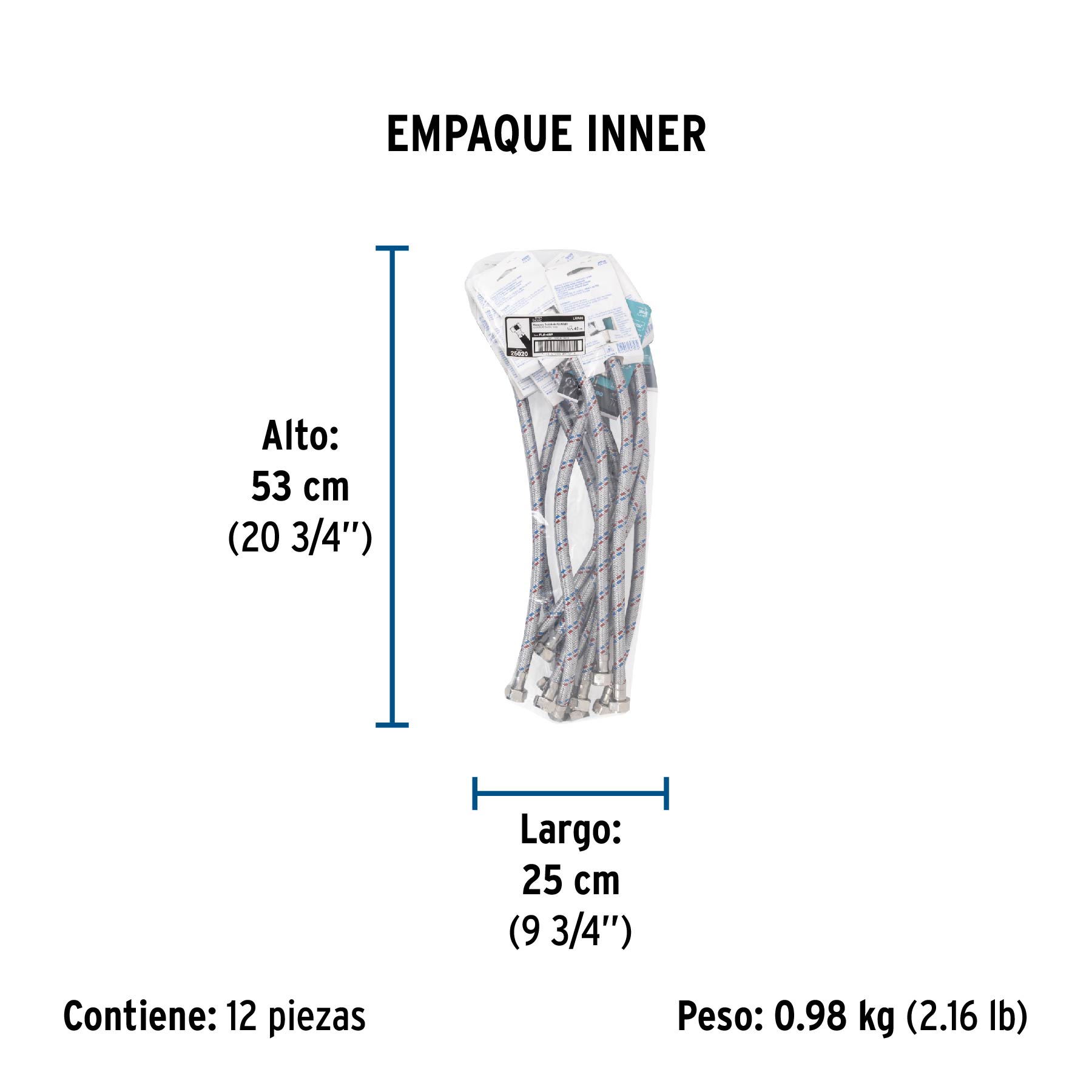 Manguera flexible para lavabo, 40 cm, aluminio, Foset basic