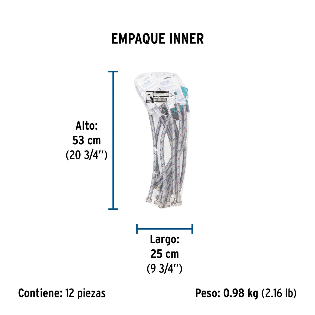 Manguera flexible para lavabo, 40 cm, aluminio, Foset basic