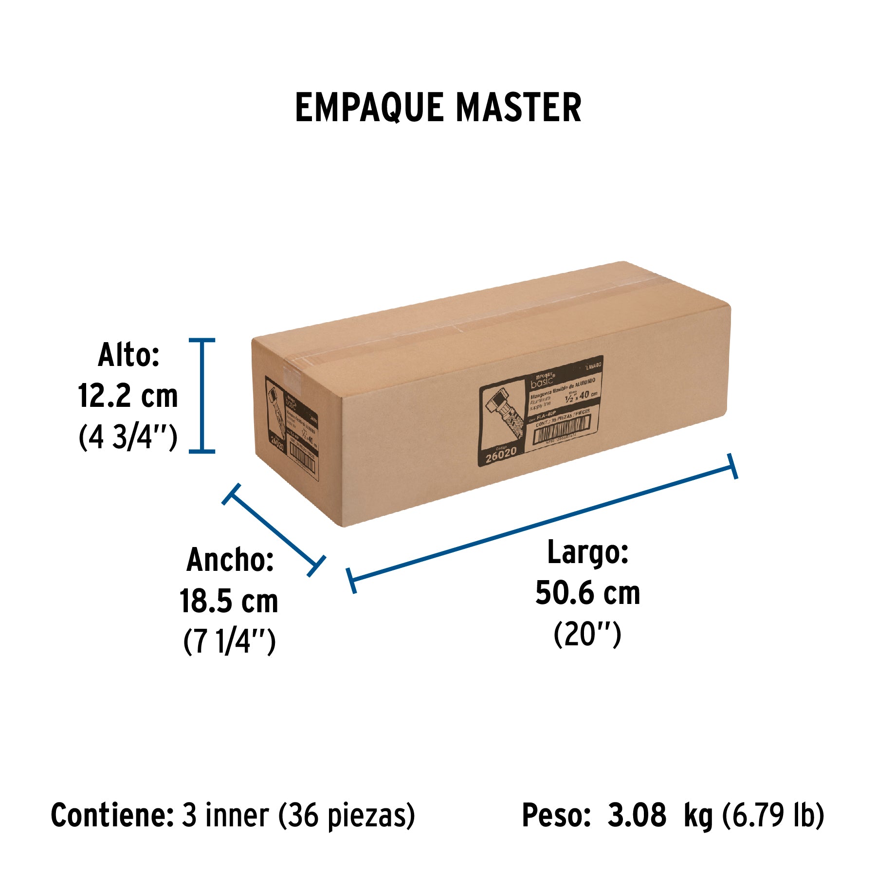 Manguera flexible para lavabo, 40 cm, aluminio, Foset basic