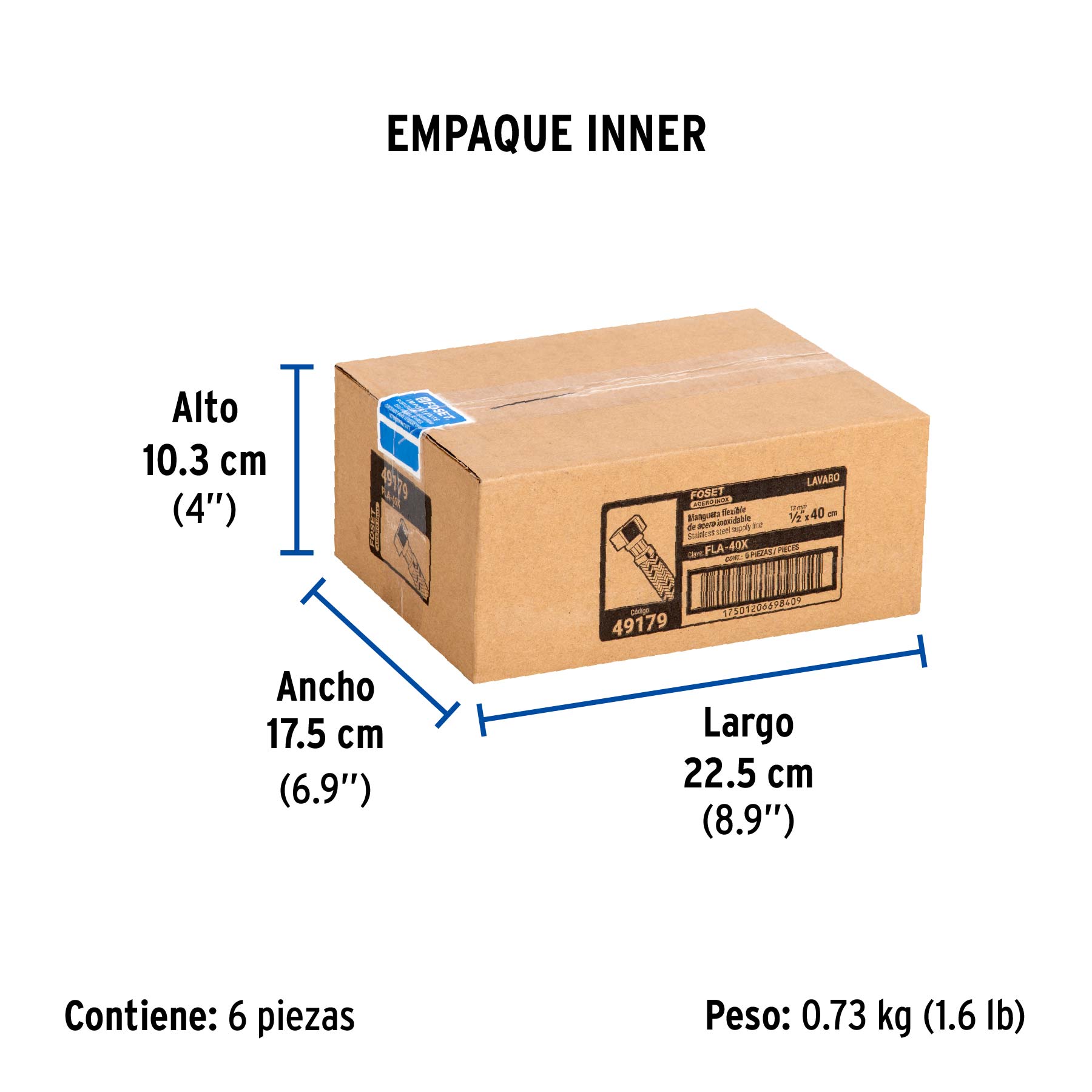 Manguera de hule, 40 cm, acero inoxidable, usos generales