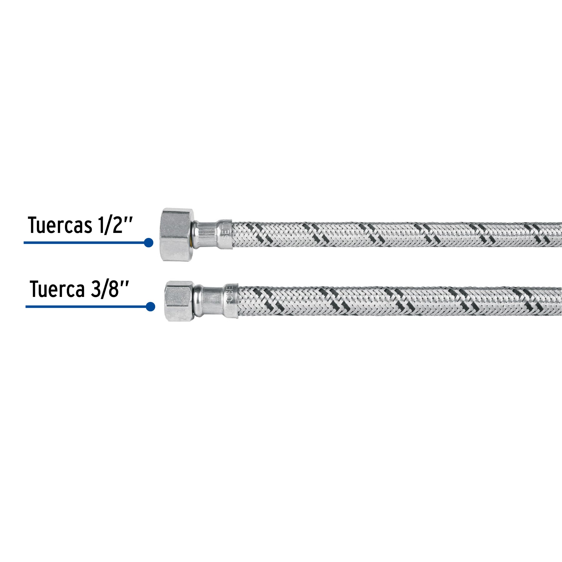 Manguera hule, 55cm, acero inoxidable, Latam, usos generales