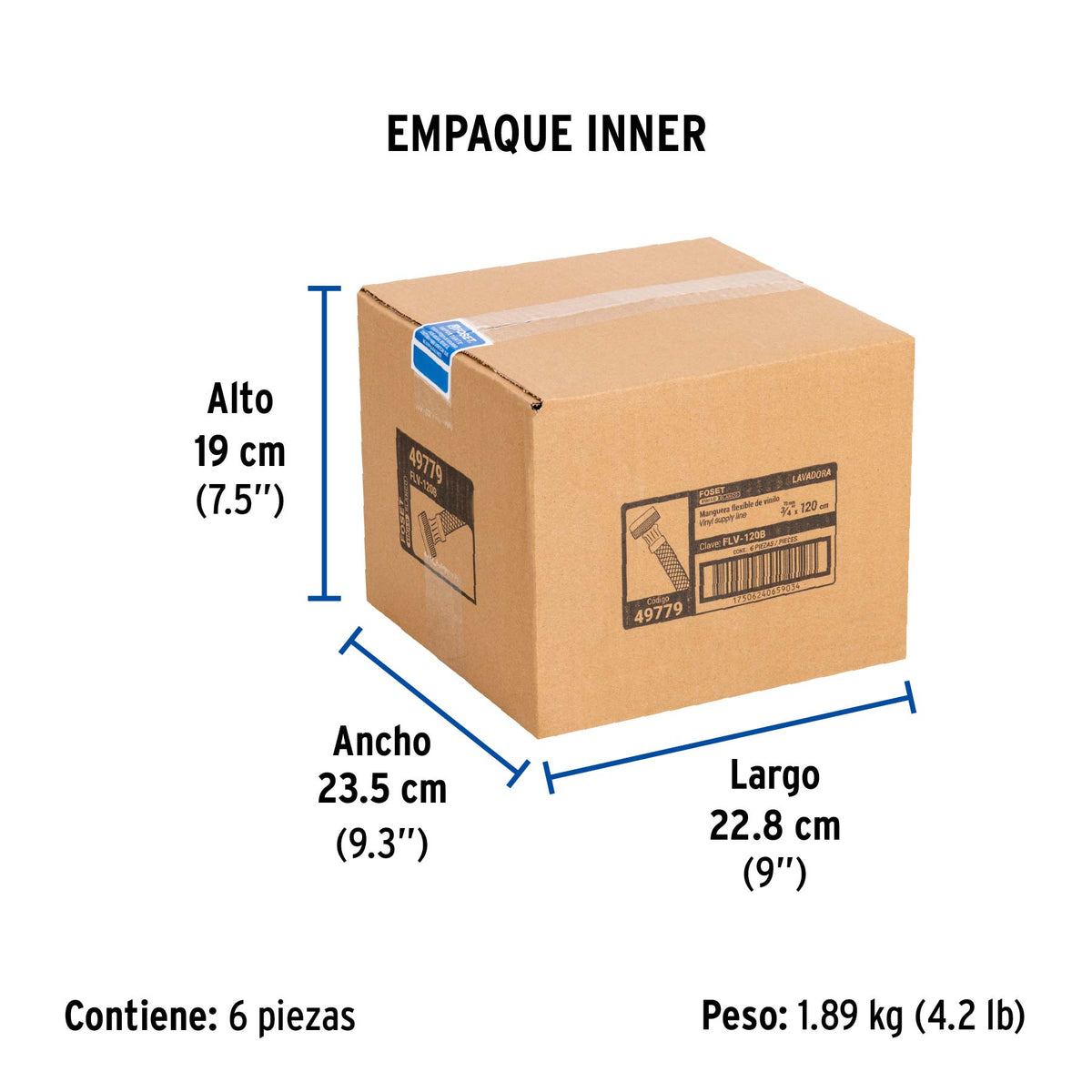 Manguera vinilo blanco 3/4" x 3/4"x 120 cm para lavadora