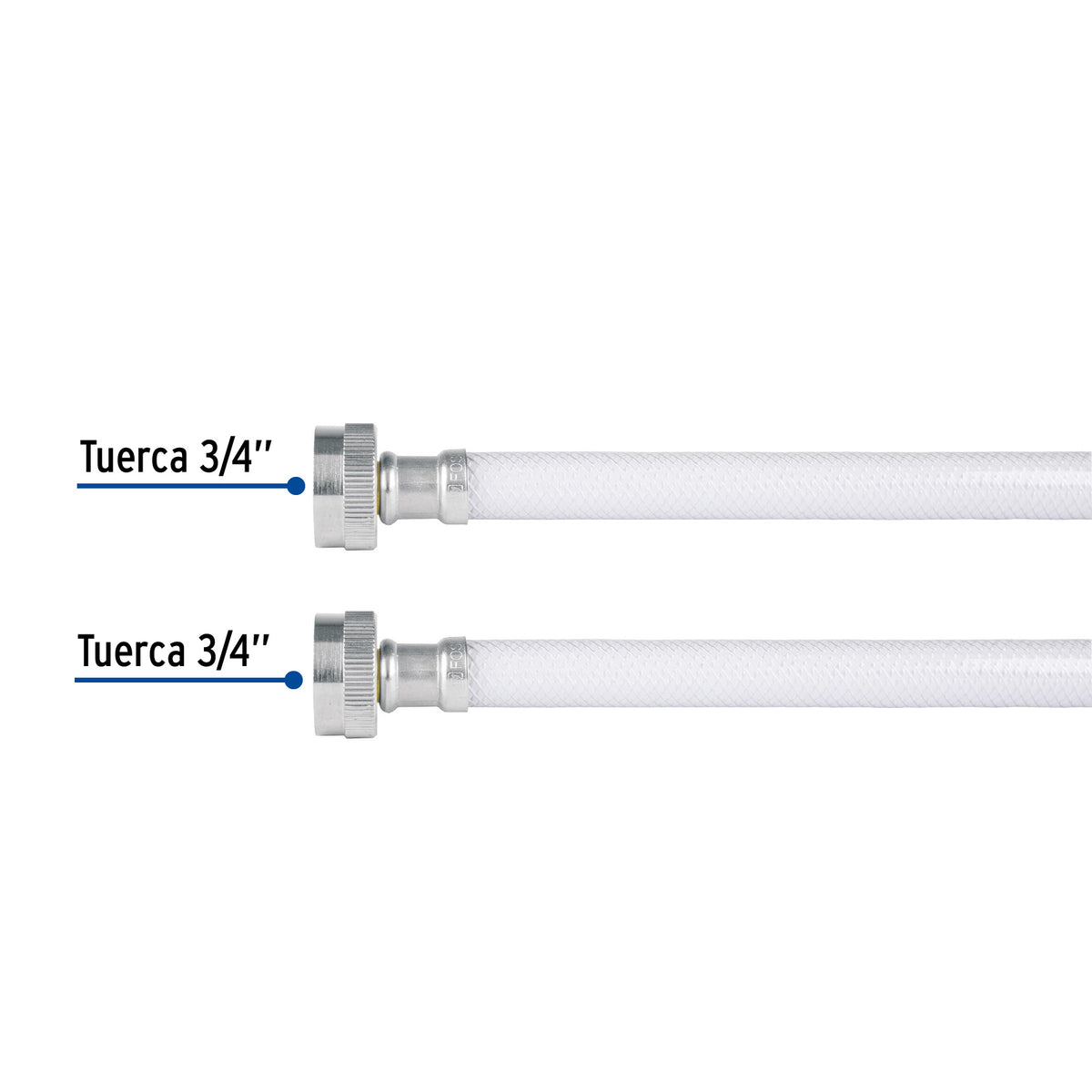 Manguera vinilo blanco 3/4" x 3/4"x 120 cm para lavadora