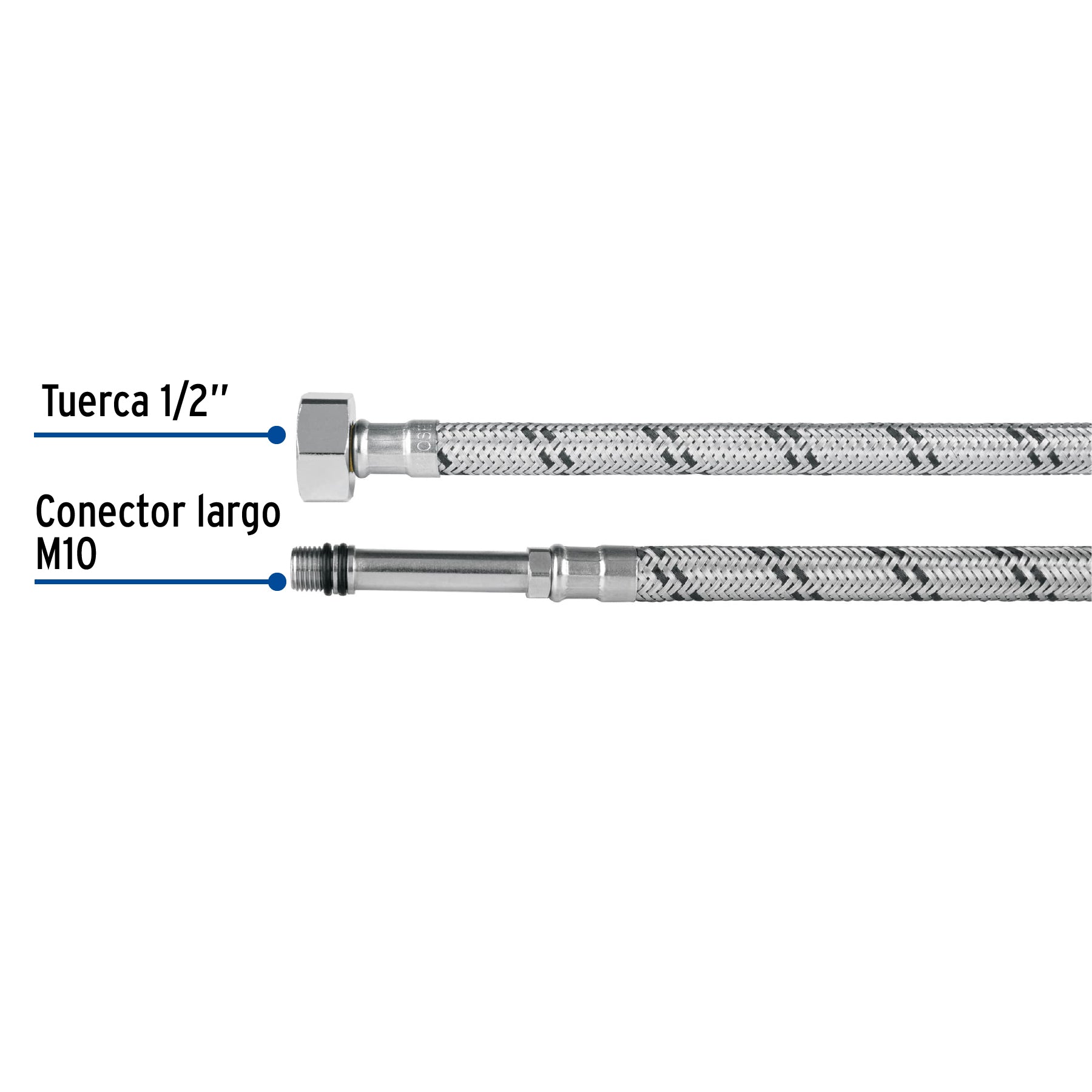 Manguera acero inoxidable 1/2 x 3/8"x 55 cm para monomando