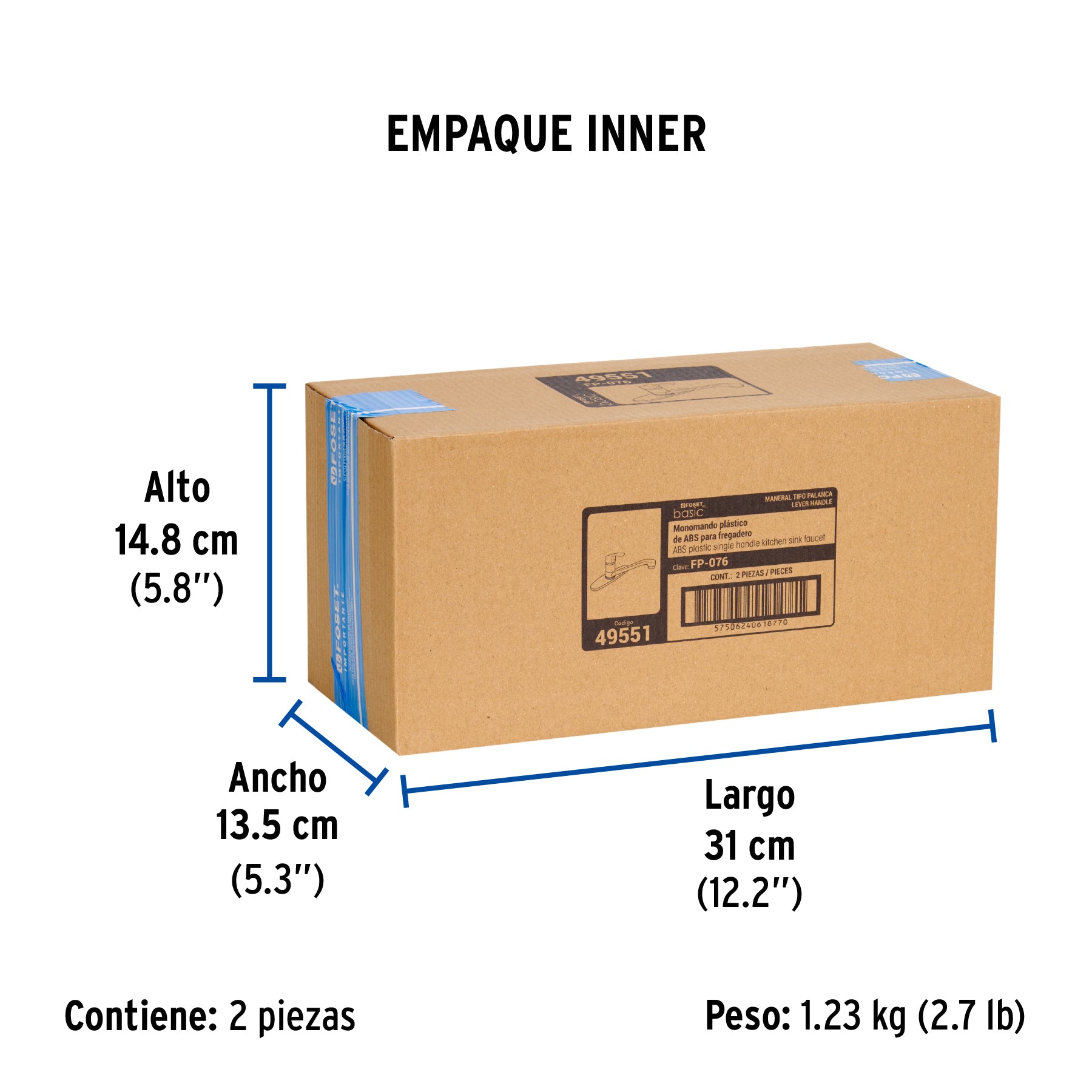 Monomando para fregadero, cuerpo de plástico, Basic