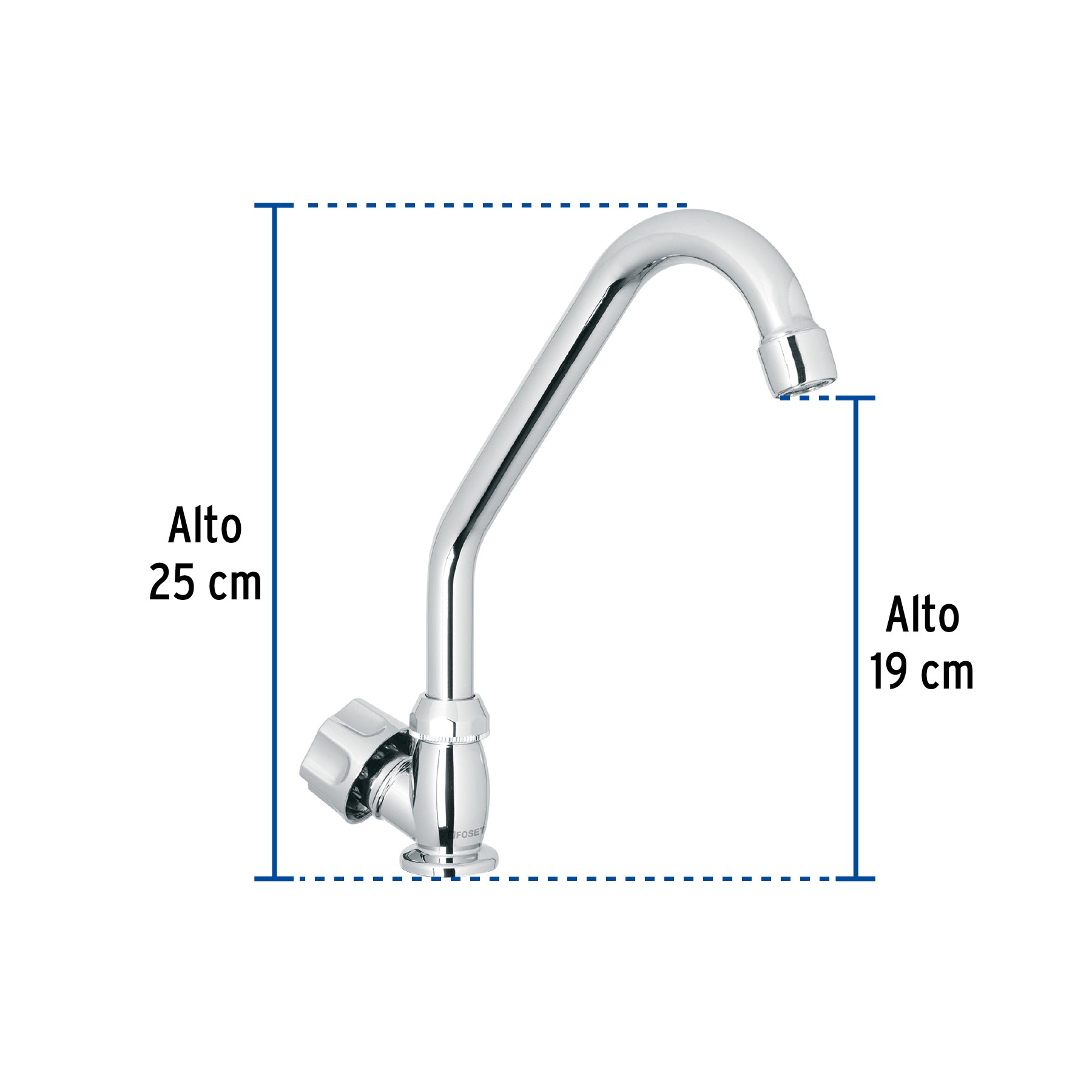 Llave individual para fregadero, ABS, cuello corto, Basic