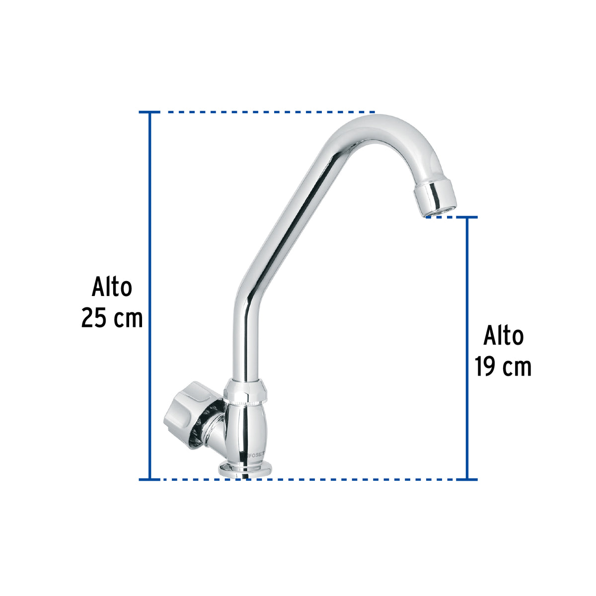 Llave individual para fregadero, ABS, cuello corto, Basic