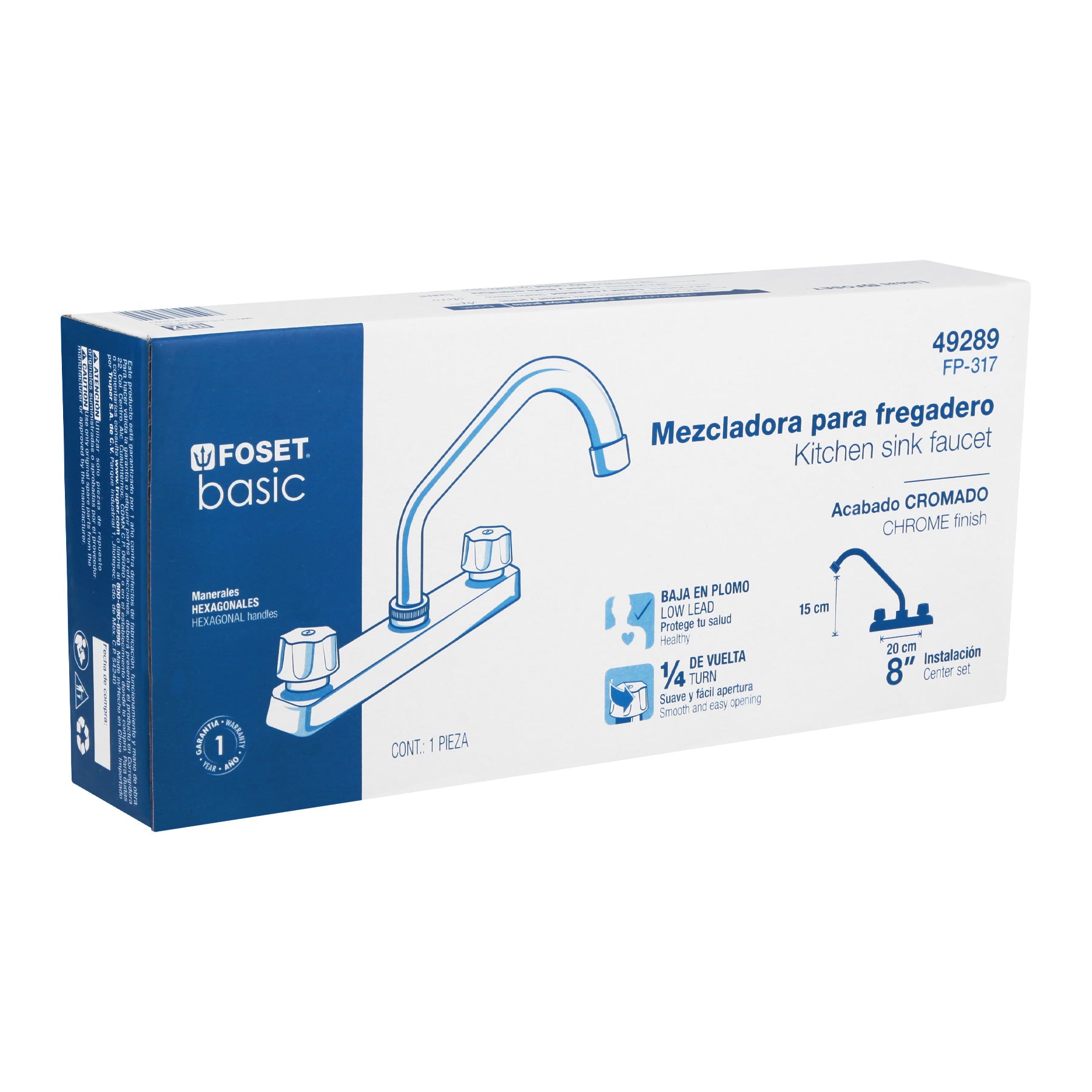Mezcladora plástica para fregadero, cuello corto, Basic