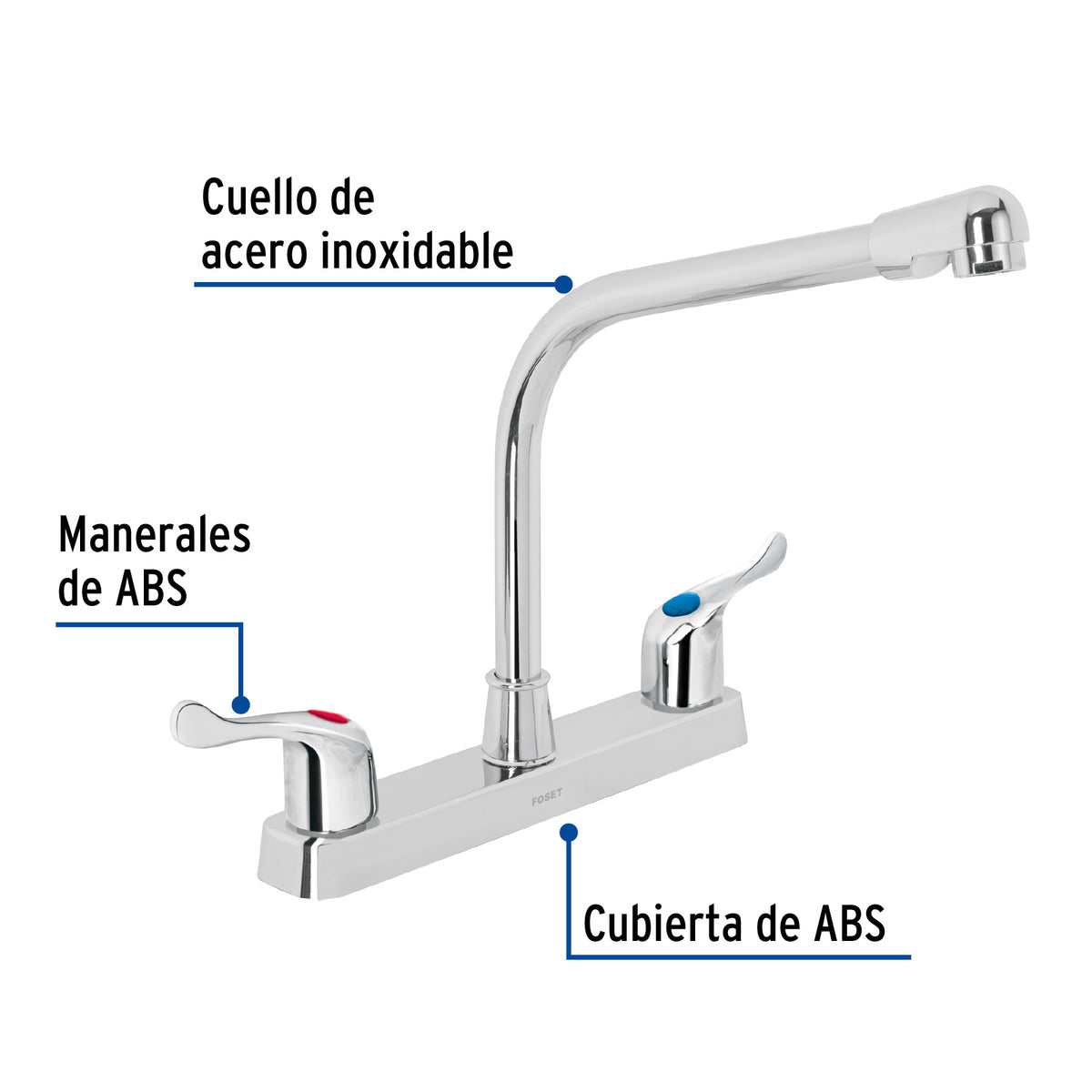 Mezcladora plástica, fregadero, cobra, manerales palanca
