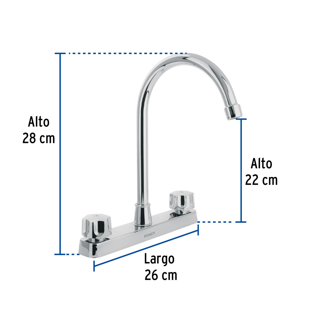 Mezcladora de ABS p/fregadero, cuello alto, estándar,Basic