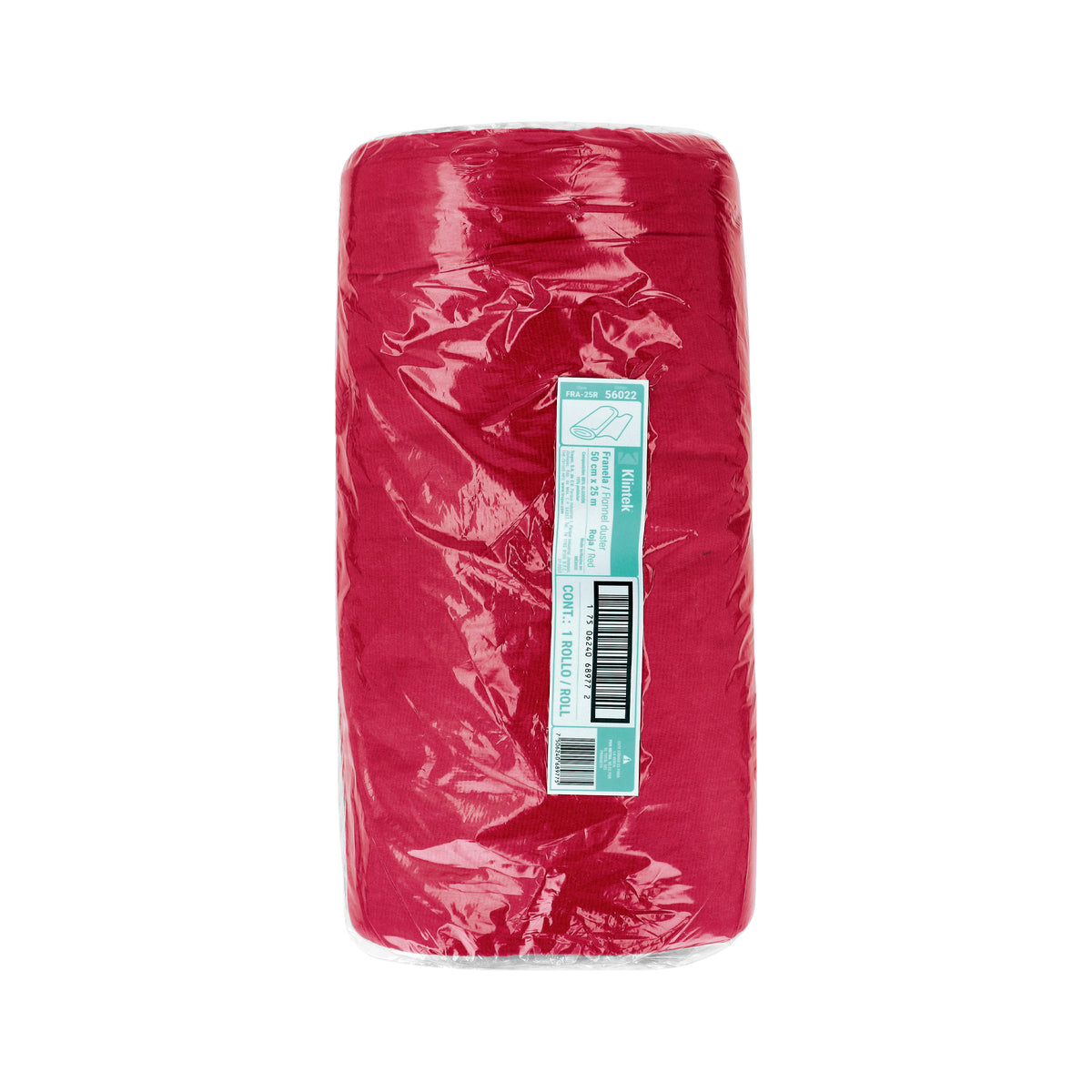 Franela roja de algodón, rollo 25 m