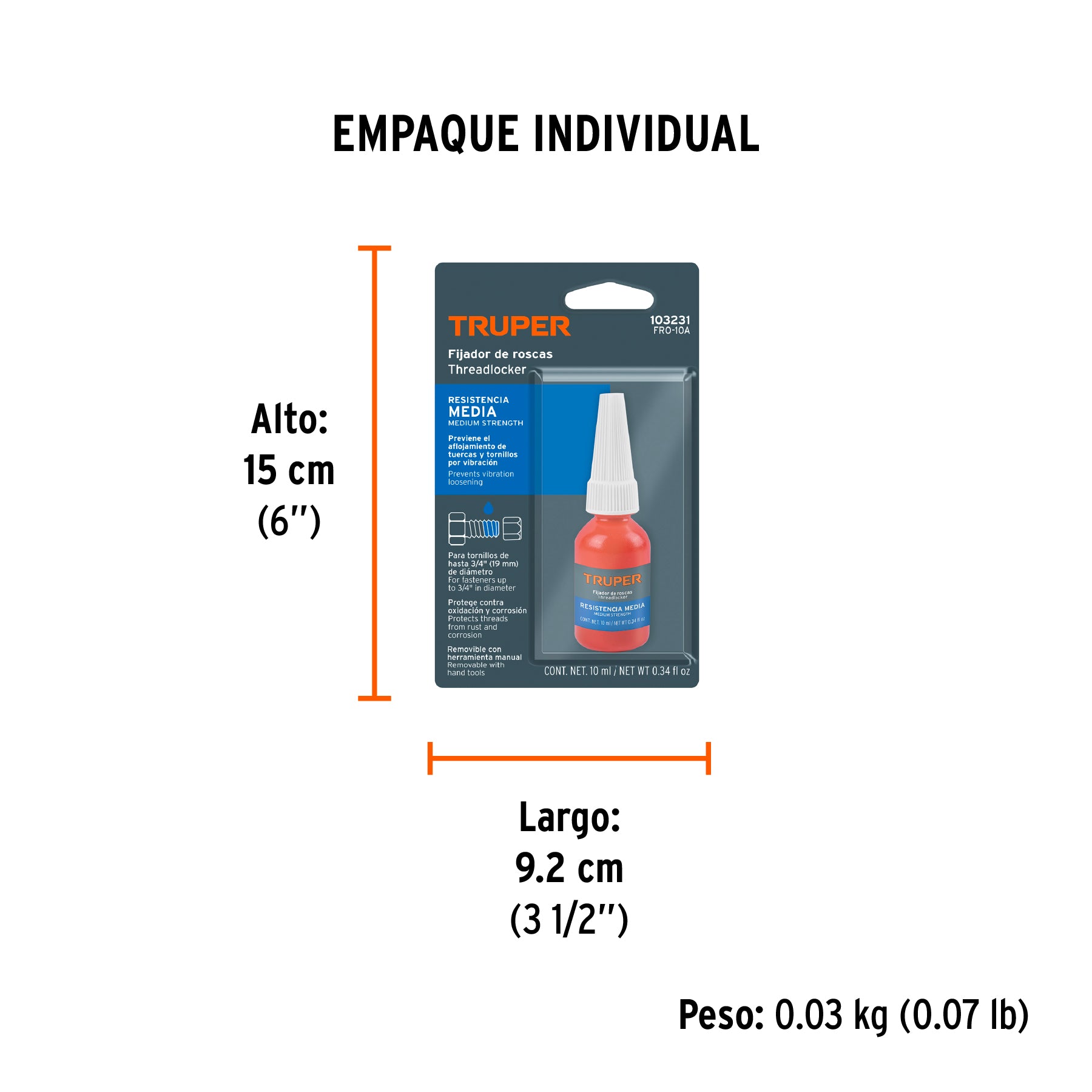 Fijador de roscas, removible, 10 ml, azul, Truper