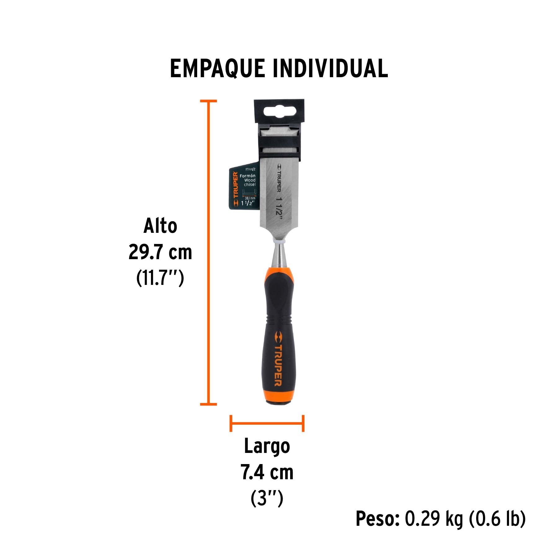 Formón, mango comfort grip, 1-1/2"