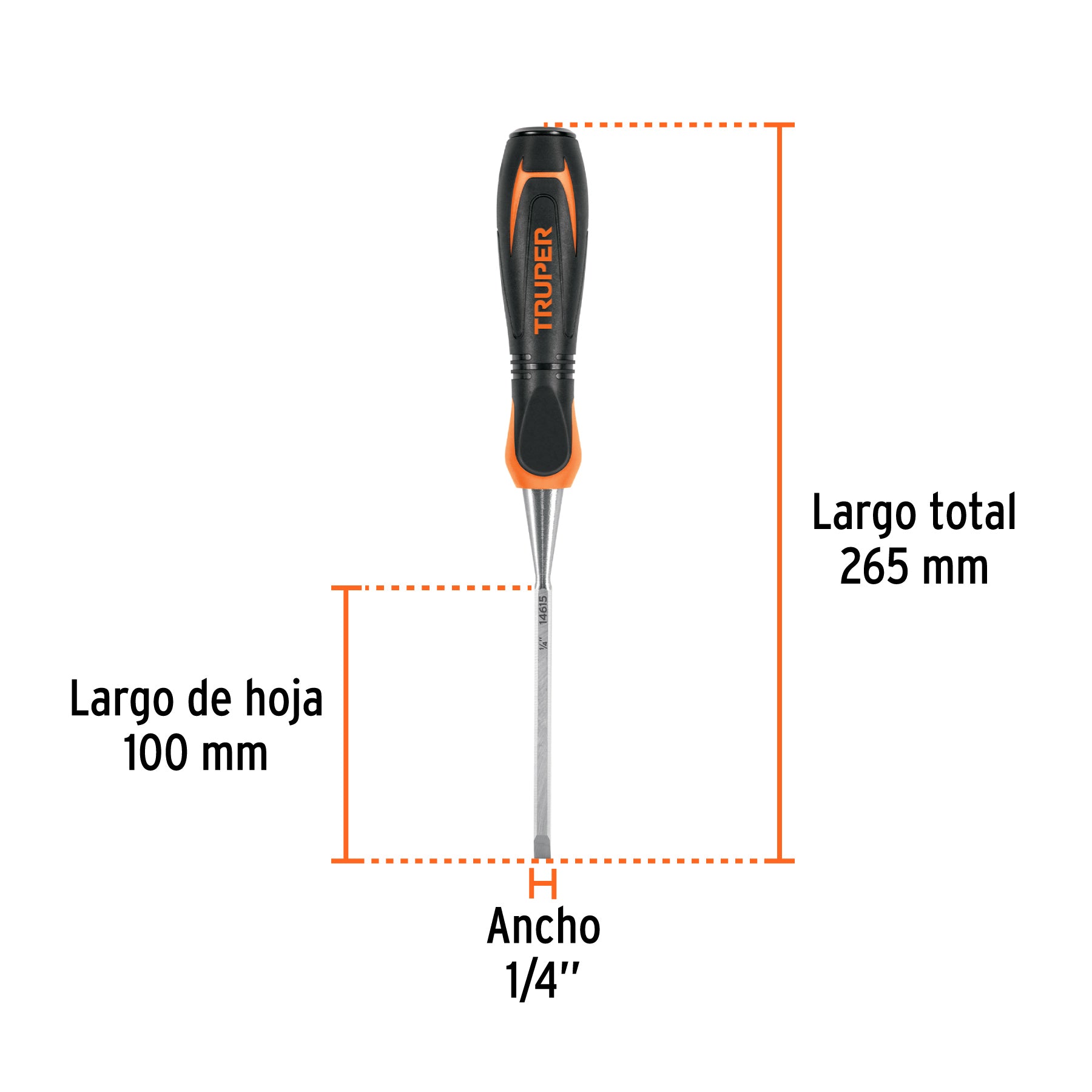 Formón, mango comfort grip, 1/4"
