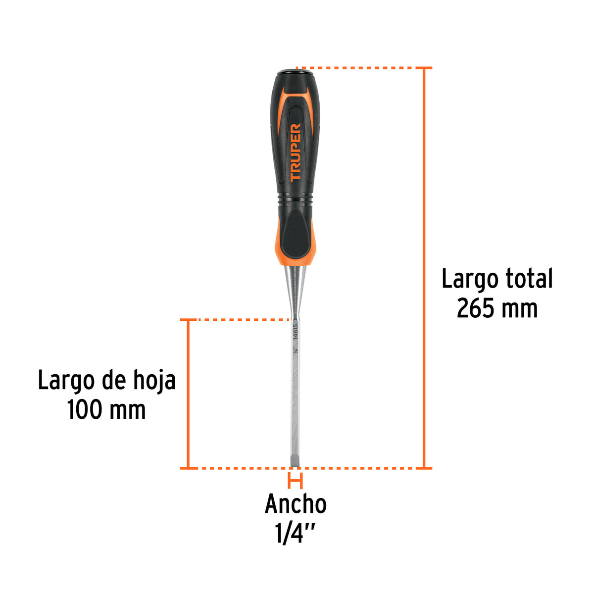 Formón, mango comfort grip, 1/4"