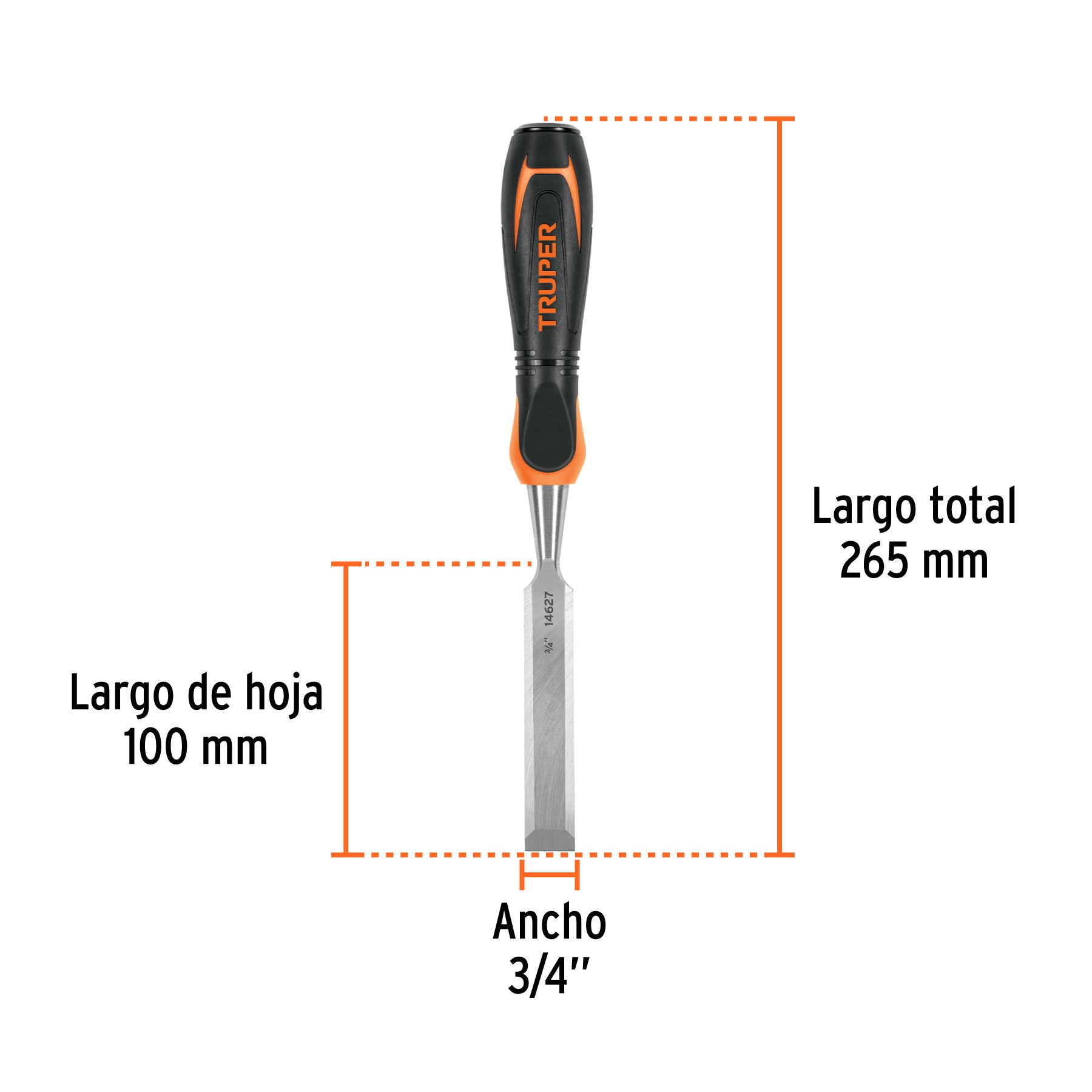 Formón, mango comfort grip, 3/4"
