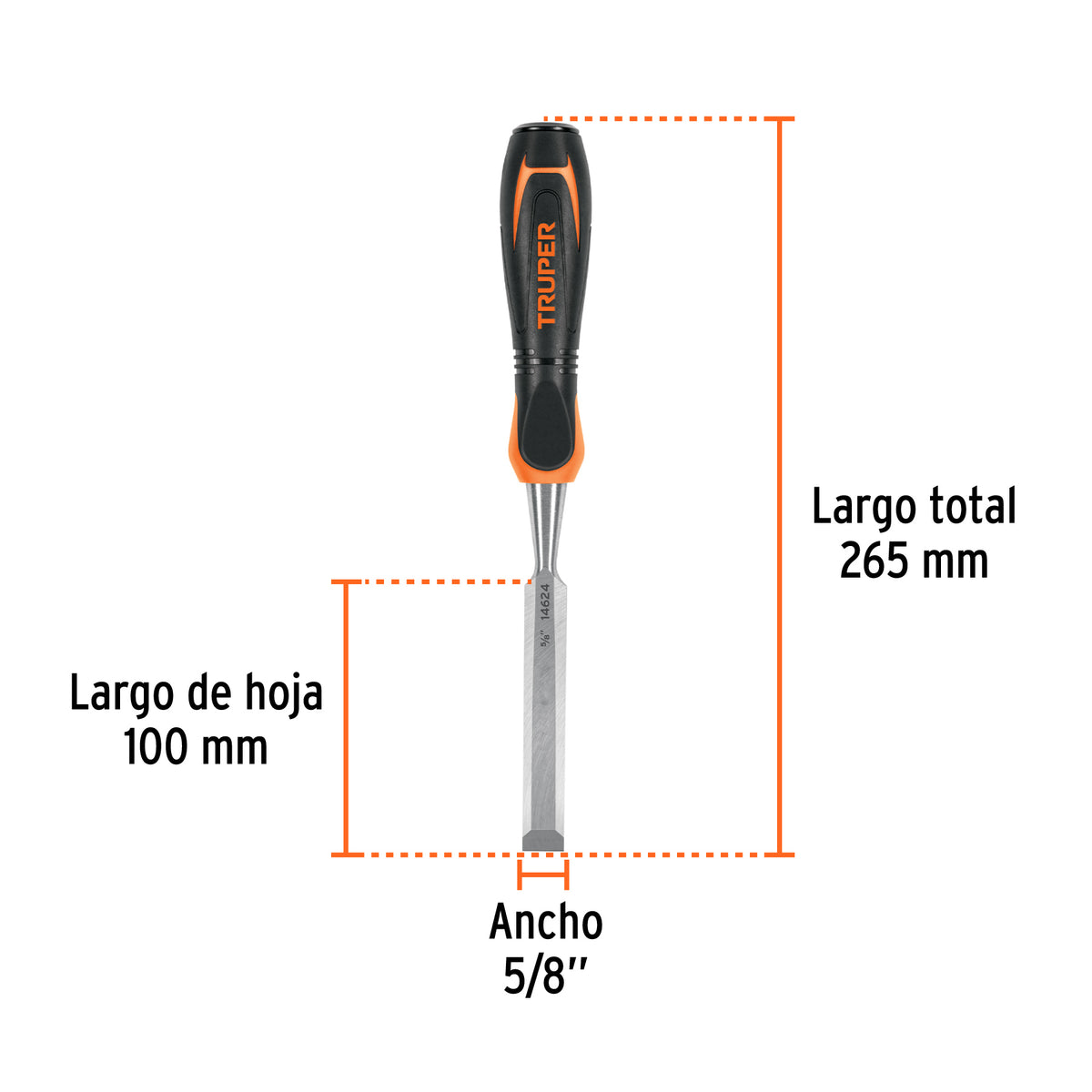 Formón, mango comfort grip, 5/8"