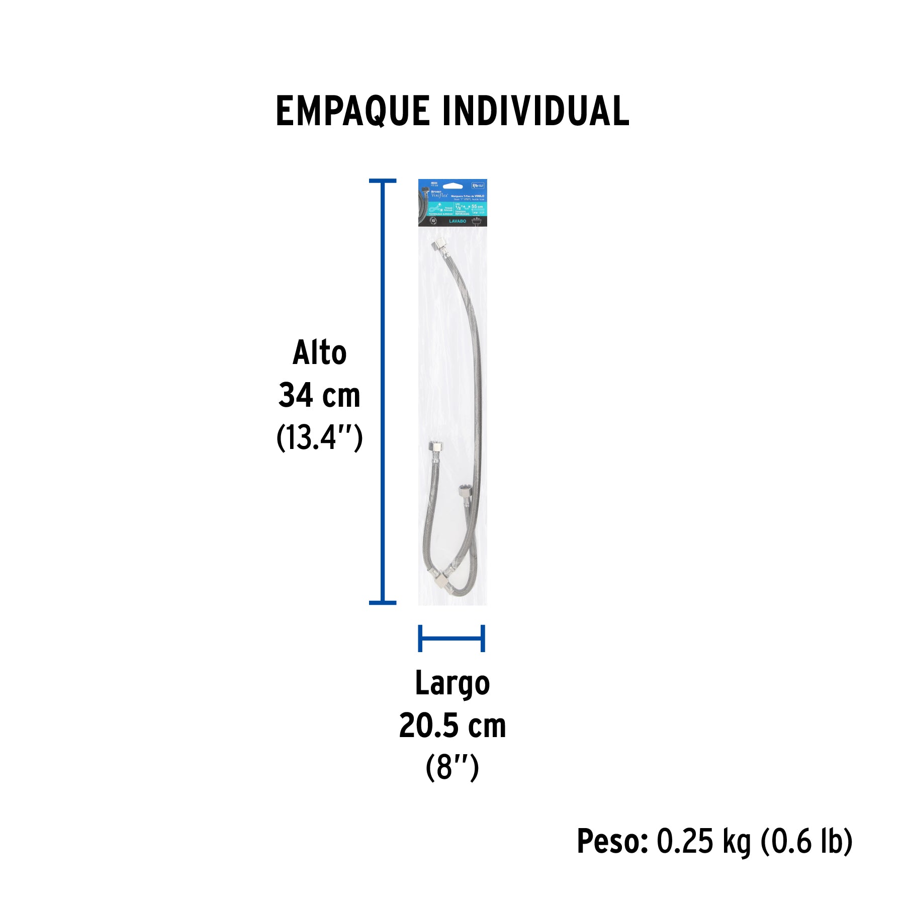 Manguera 'T', vinilo, 55 cm, para lavabo, Foset